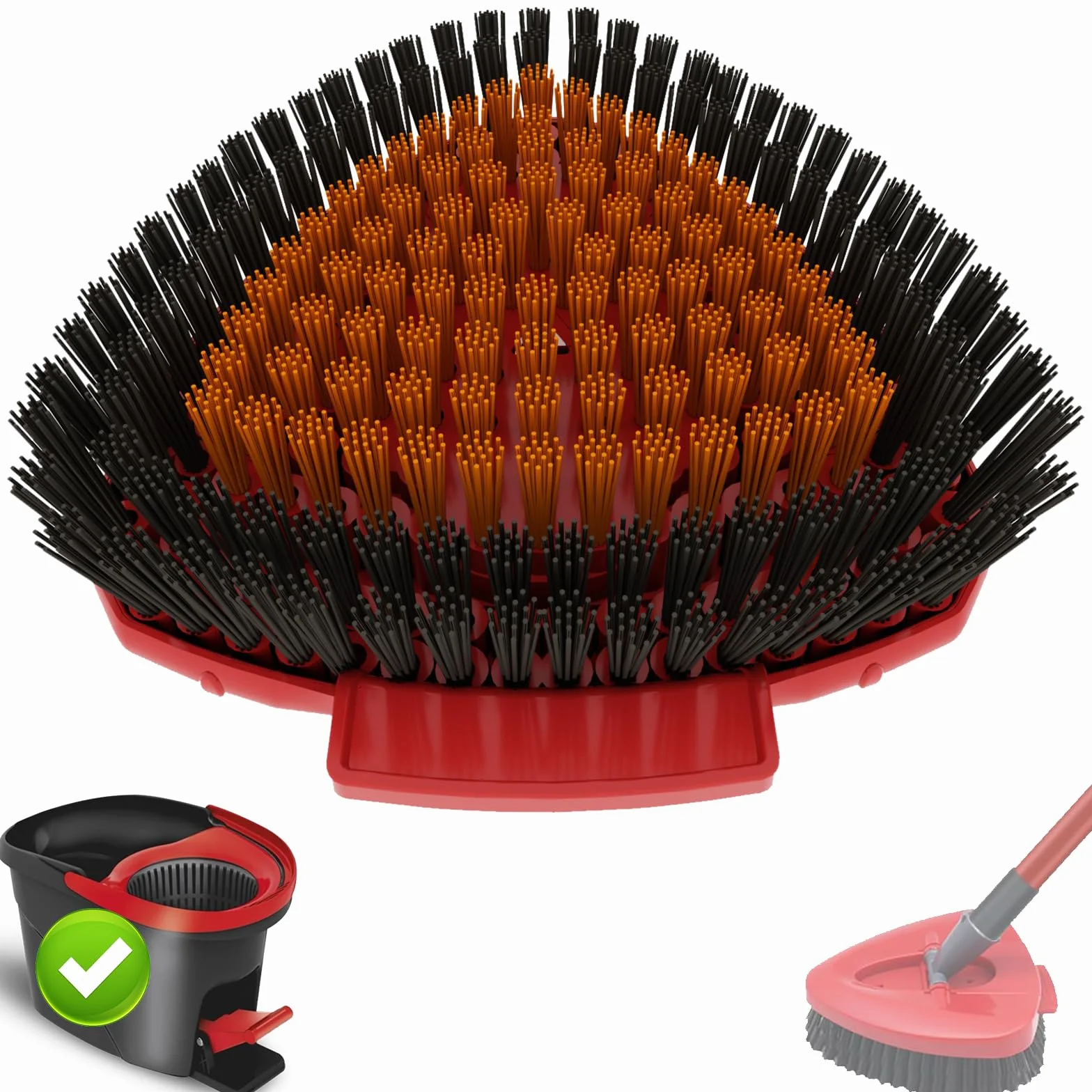 Spin mop do szorowania, zapasowa głowica, kompatybilna z Vileda Turbo mopem i szczotkami podłogowymi, trójkąt, szczotka do czyszczenia łazienki, kuchni, basenu, garażu, na taras