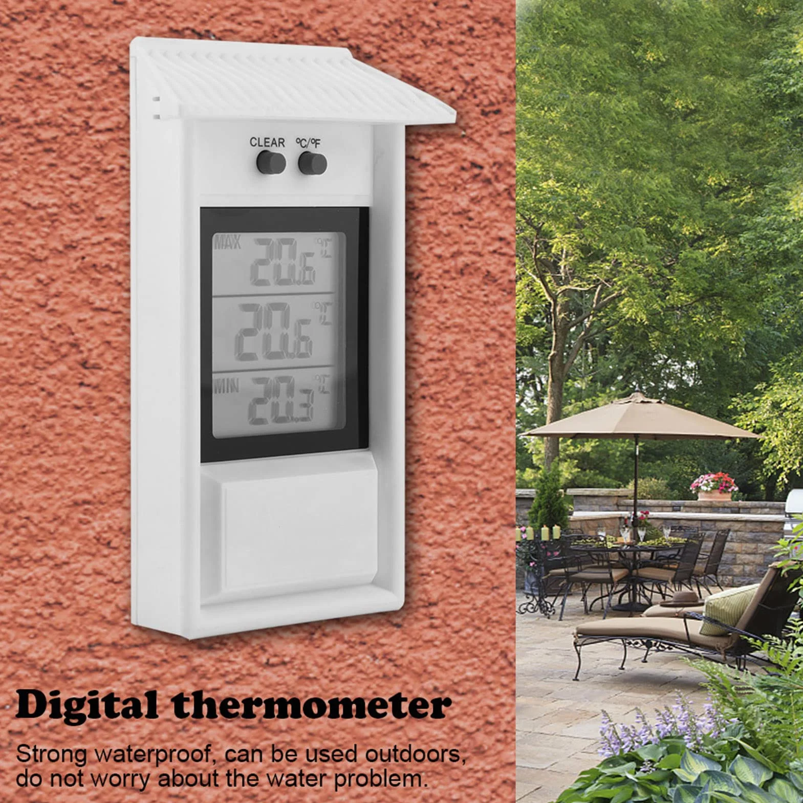 Wodoodporny Termometr Higrometrowy o Szybkiej Reakcji, Wyświetlacz Temperatury Wewnątrz/na Zewnątrz do Użytku Domowego, Zielonego Domu, Laboratoriów o Delikatnym Rozmiarze