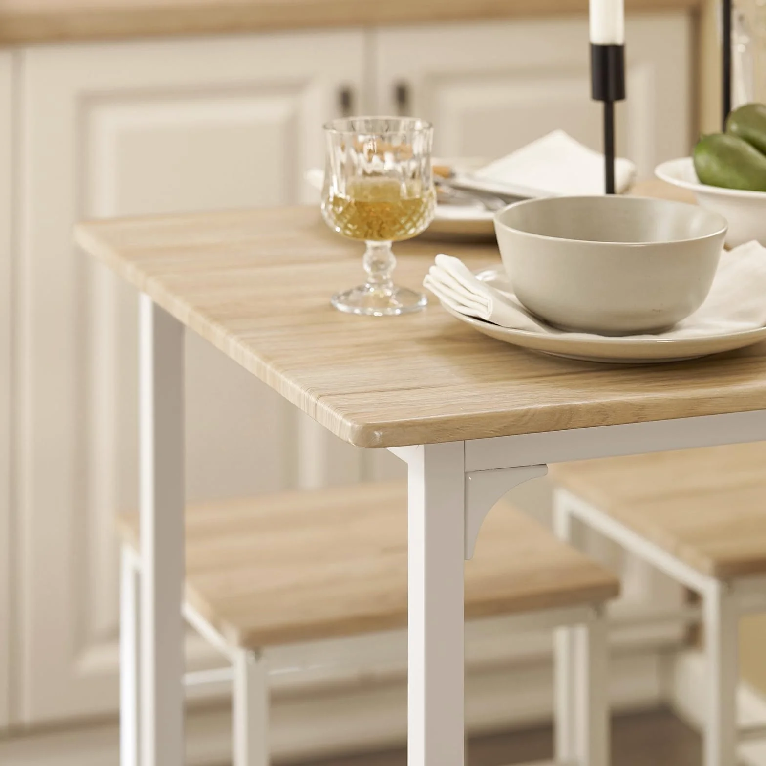 SoBuy OGT11-WN Stół z krzesłami stolik barowy Stolik Stoły kuchenne z krzesłami Szary, zestaw 5-cz