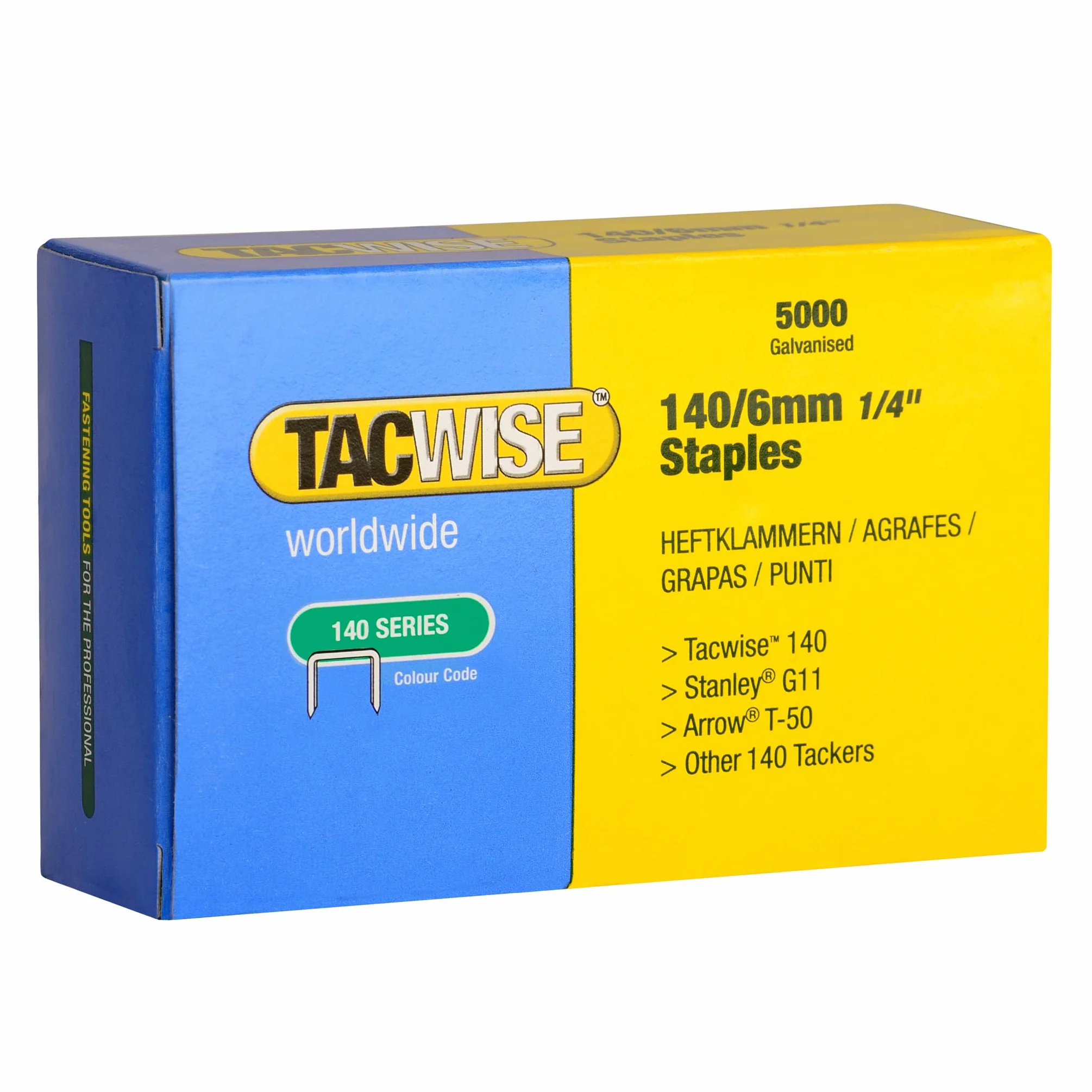 Tacwise 0340 typ 140/6 mm wytrzymałe ocynkowane zszywki, 5000 sztuk