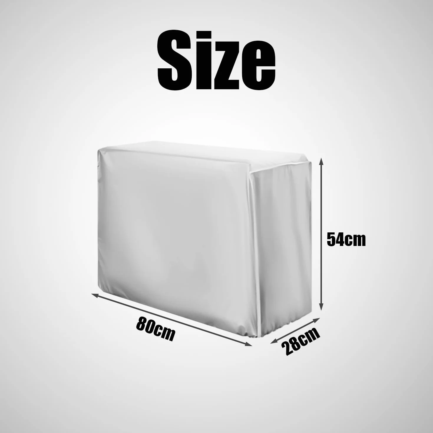 1 sztuka, 80 x 28 x 54 cm, zewnętrzna osłona klimatyzacji, osłona klimatyzacji, pyłoszczelna, wodoszczelna, nierdzewna, odporna na starzenie (srebrna)