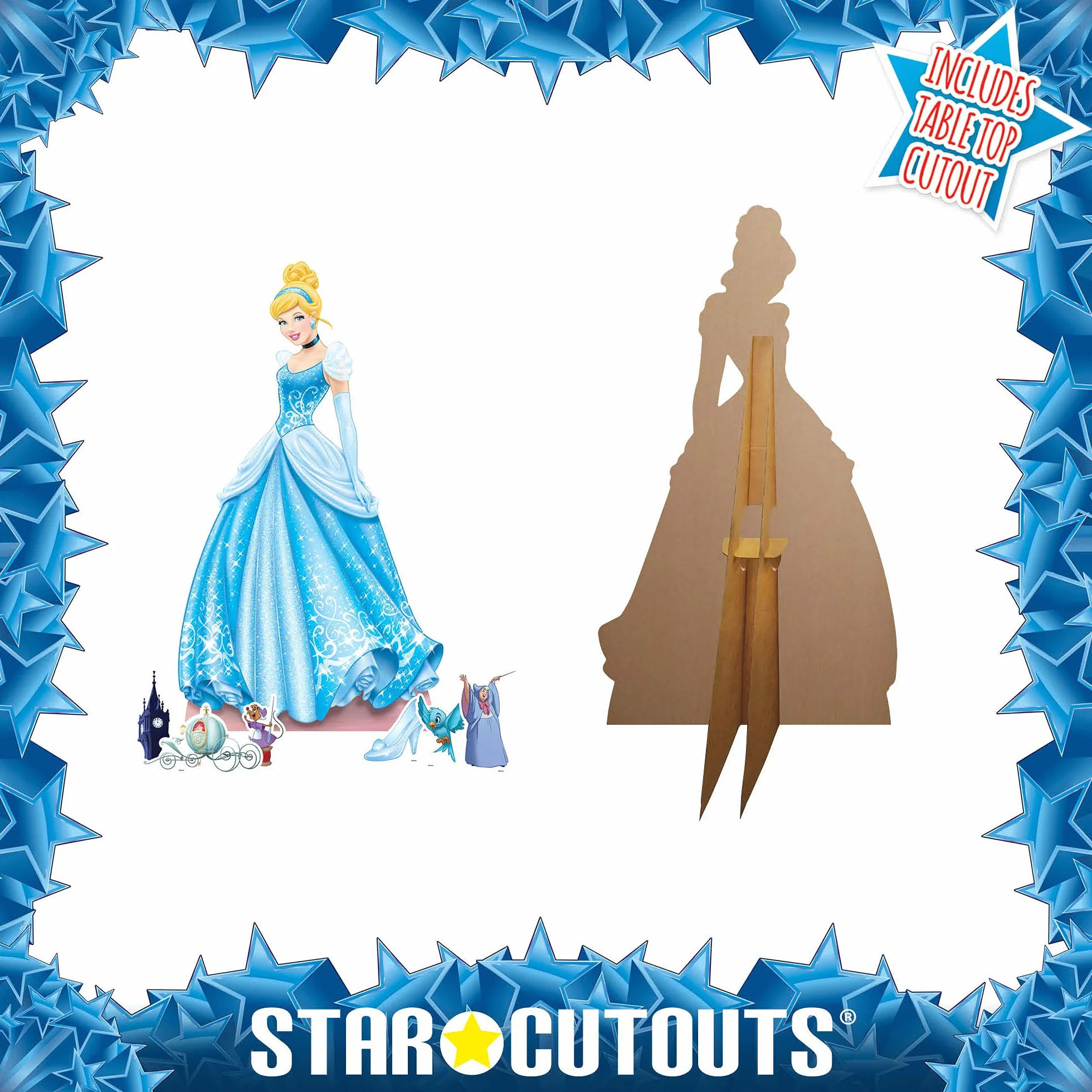 Star Cutouts SP005 Kopciuszek - Kartonowe dekoracje imprezowe z sześcioma mini akcesoriami imprezowymi - motyw księżniczki Disneya - Happy Birthday