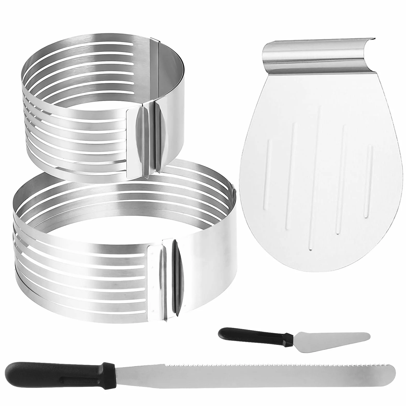 Zestaw narzędzi do krojenia tortów 5-częściowy, nóż cukierniczy, łopatka ze stali nierdzewnej, regulacja 15-20 cm
