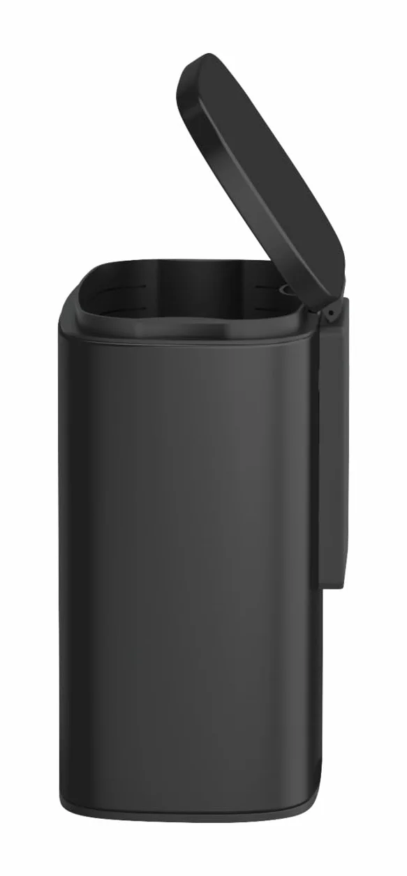 WENKO Sare ścienny kosz na kosmetyki 5 l, kosz na śmieci z pokrywką i wolnoopadającym Easy-Close, wiadro łazienkowe z lakierowanej stali do mocowania bez wiercenia, 21,5 x 29,5 x 19 cm, czarny matowy