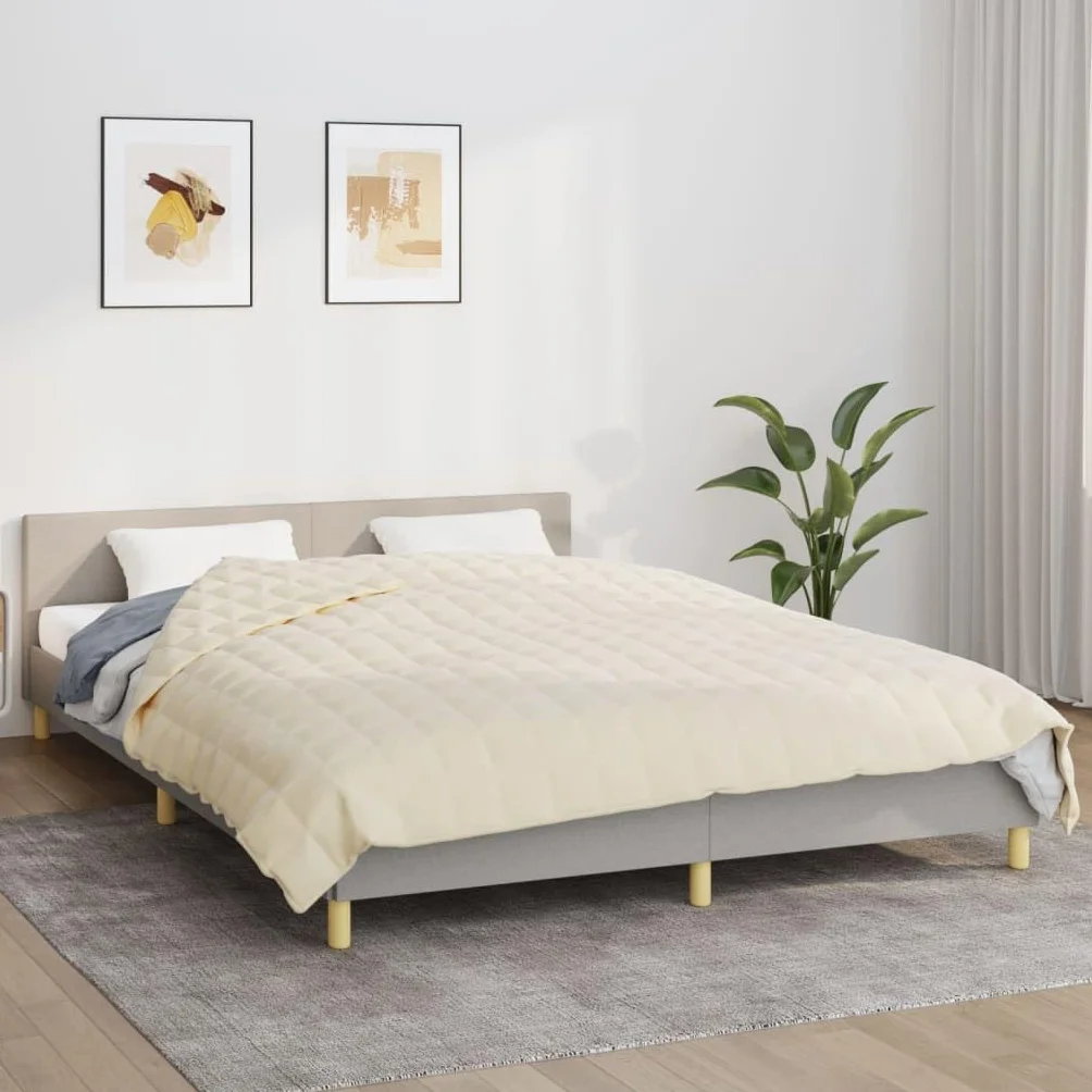 vidaXL Koc obciążeniowy, kremowy, 200x220 cm, 13 kg, tkanina, kołderka obciążeniowa, koc obciążeniowy, kolderka obciazeniowa, koldra obciążeniowa