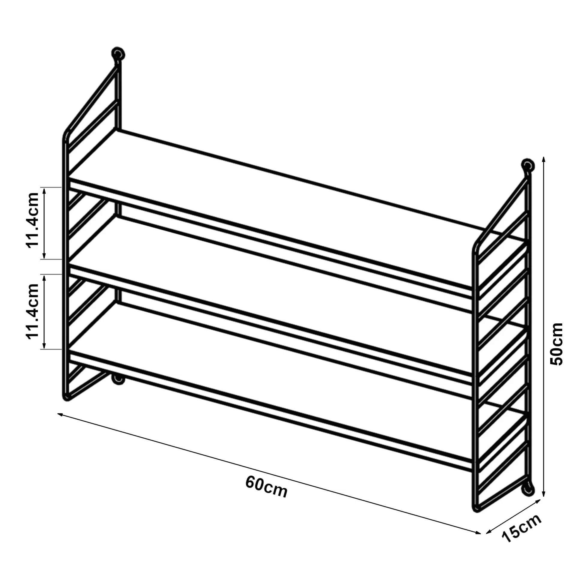[en.casa] Modułowy regał ścienny, regał metalowy, antracyt, regał wiszący z 3 półkami, regał łazienkowy, regał kuchenny, półka ścienna, do salonu