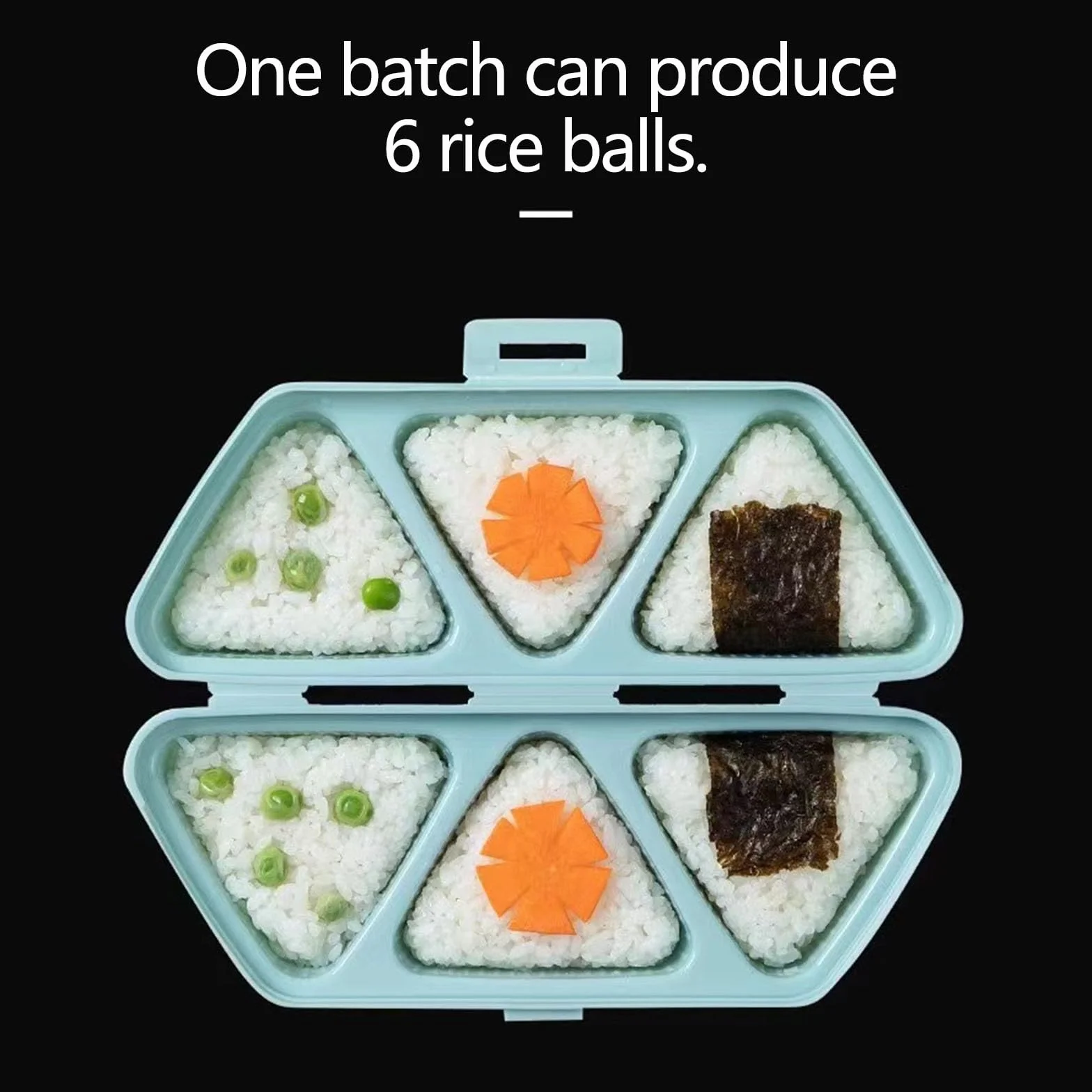 Forma onigiri, 6 w 1 Trójkątne formy onigiri do sushi, składana forma DIY na ryżowe kulki, łatwa do transportu, Nadaje się do wyrobu miseczek do serwowania algowych ryżowych kul i sushi (Niebieski)