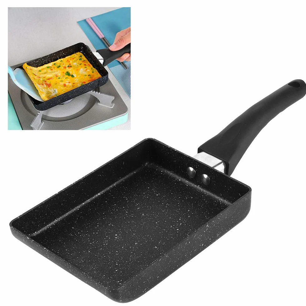 Tamagoyaki kwadratowa patelnia do omletów do jajek, japońska patelnia, nieprzywierająca powłoka ceramiczna, mini kuchenka z uchwytem chroniącym przed oparzeniem, kompatybilna z kuchenką gazową i płytą