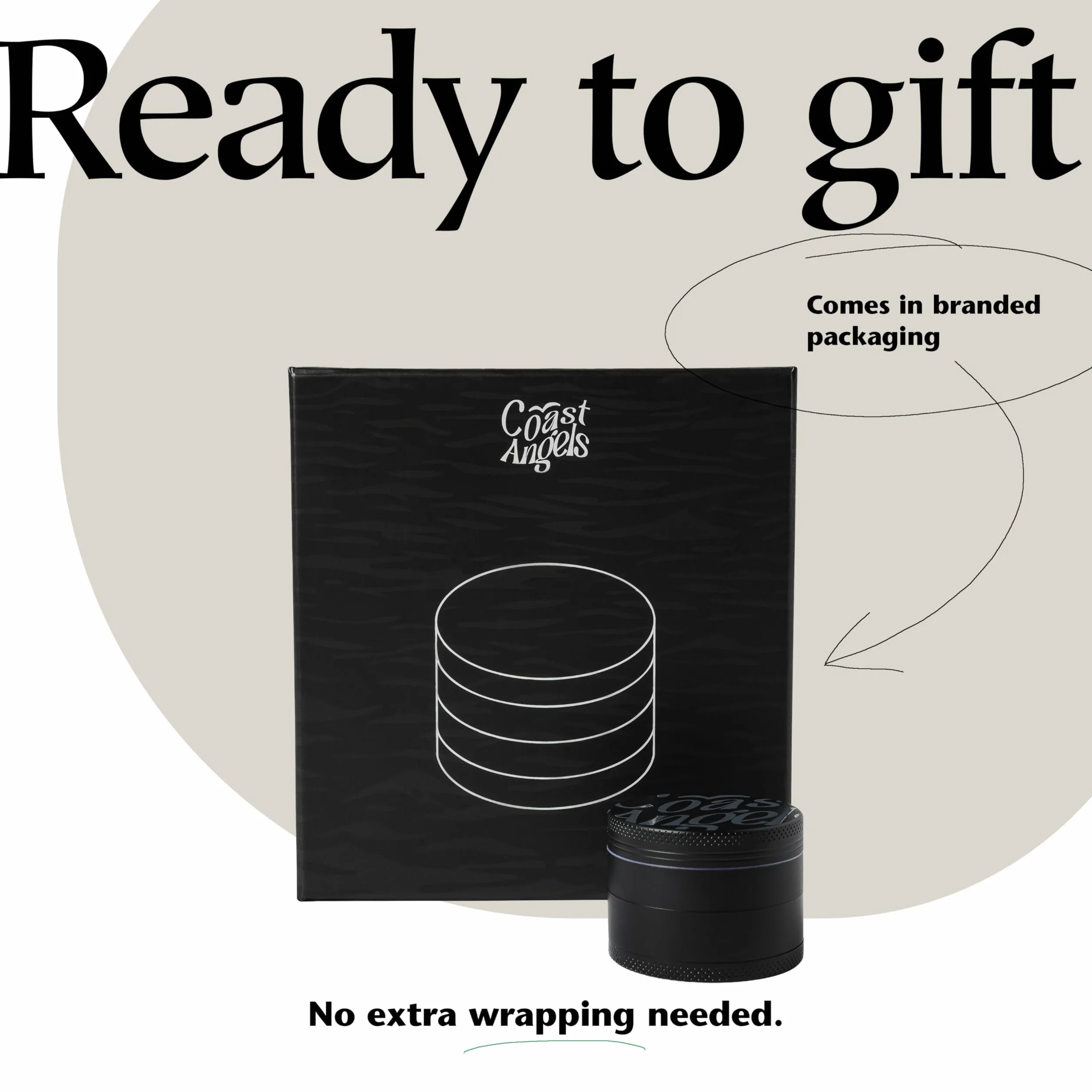 Grinder do ziół 48 mm metalowy czarny 4-częściowy