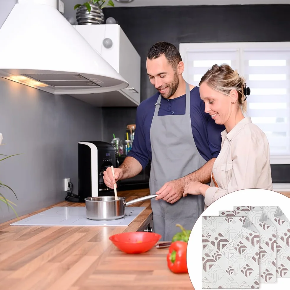 HOTUT Ekstraktor do okapu kuchennego, 3 sztuki, papier filtrujący tłuszcz do okapu kuchennego, akcesoria do okapów kuchennych, uniwersalne i bezpłatne cięcie, filtry kompatybilne z wyciągiem kuchennym