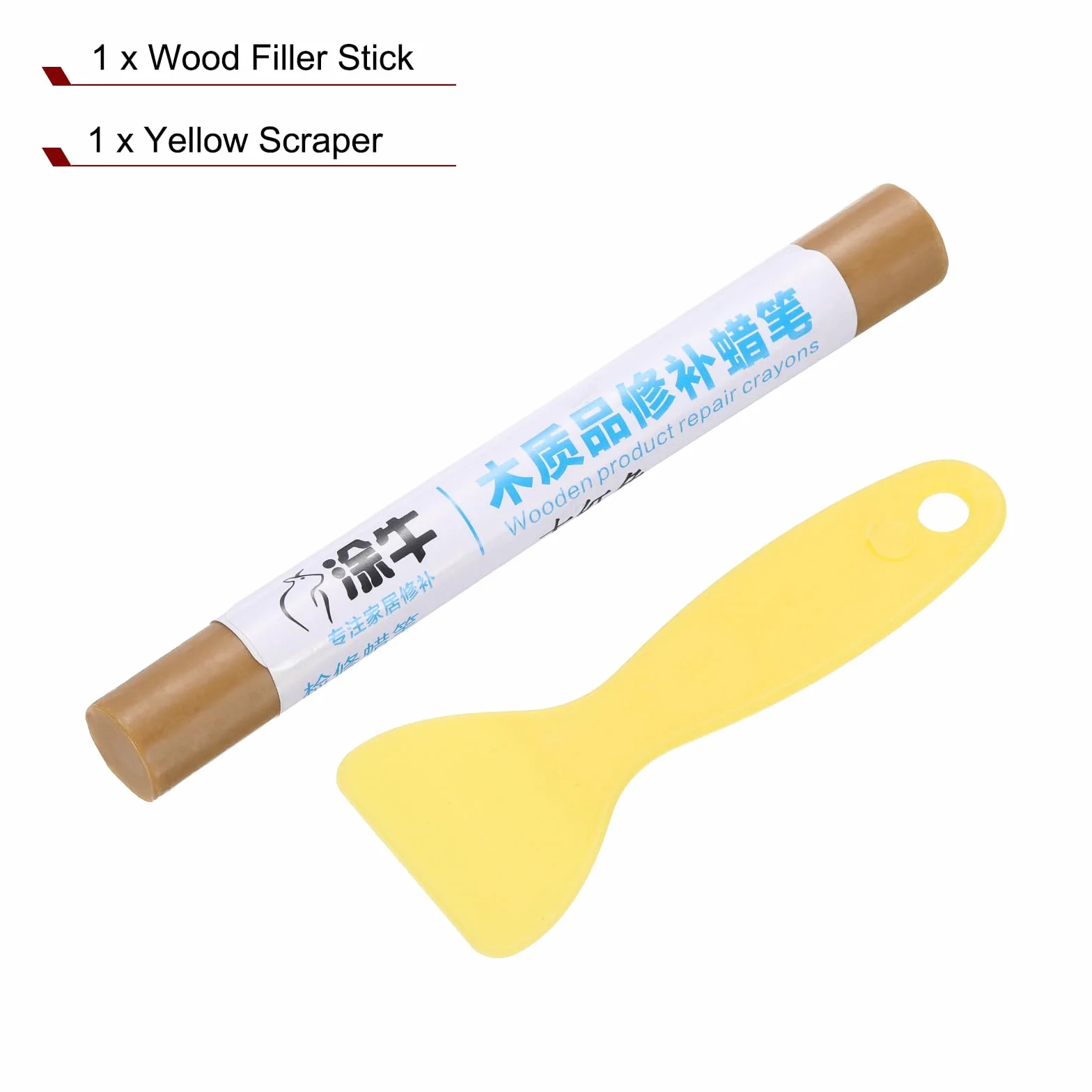 QUARKZMAN Wood Filler Patyczki do drewnianych mebli, do naprawy zarysowań, markery do mebli, z żółtym skrobakiem, do drewnianych otworów, podłóg drewnianych, stołu, drzwi, szafy, Thuja-Sutchuenensis