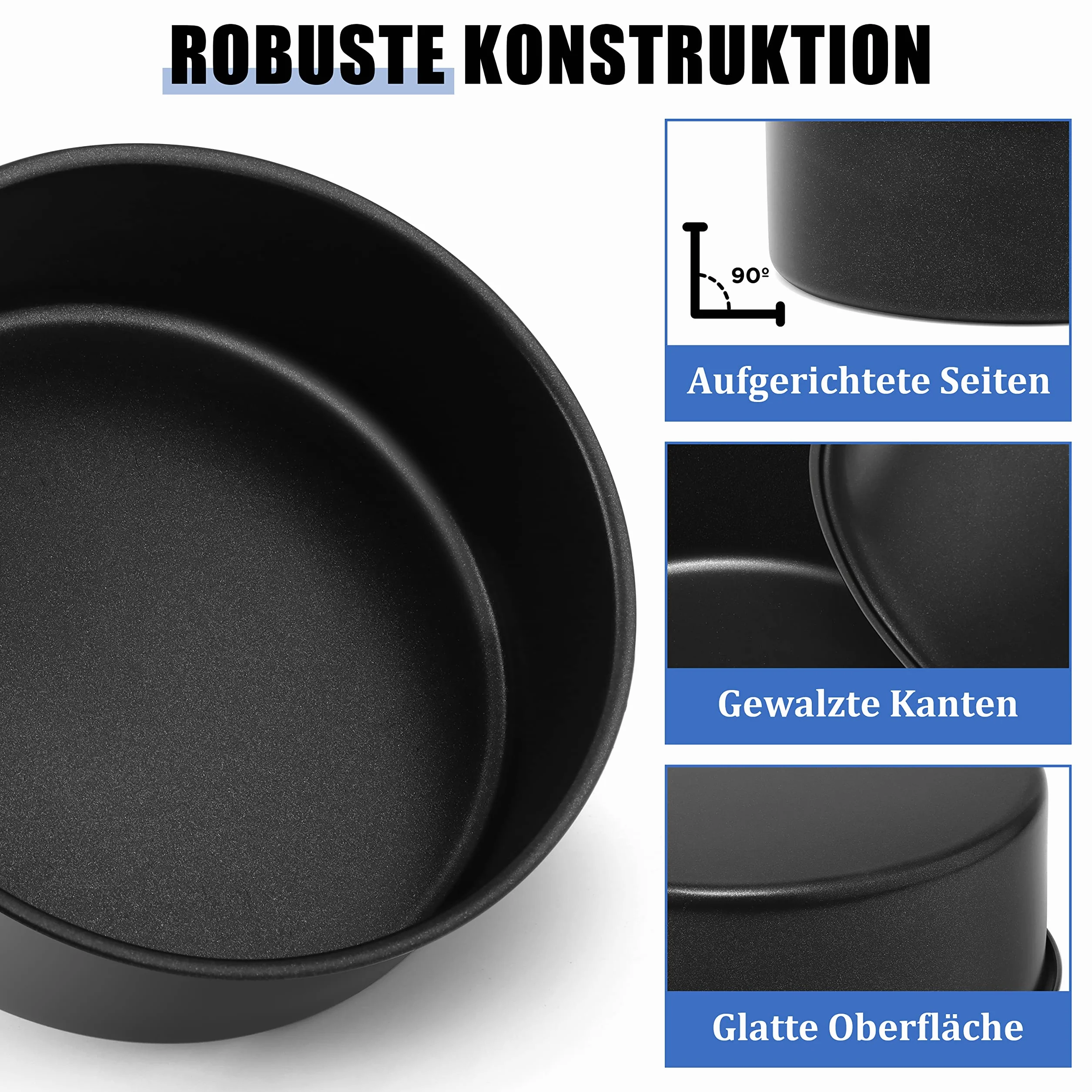 Homikit Zestaw okrągłych foremek do pieczenia ze stali nierdzewnej 16 cm 2 sztuki powłoka nieprzywierająca