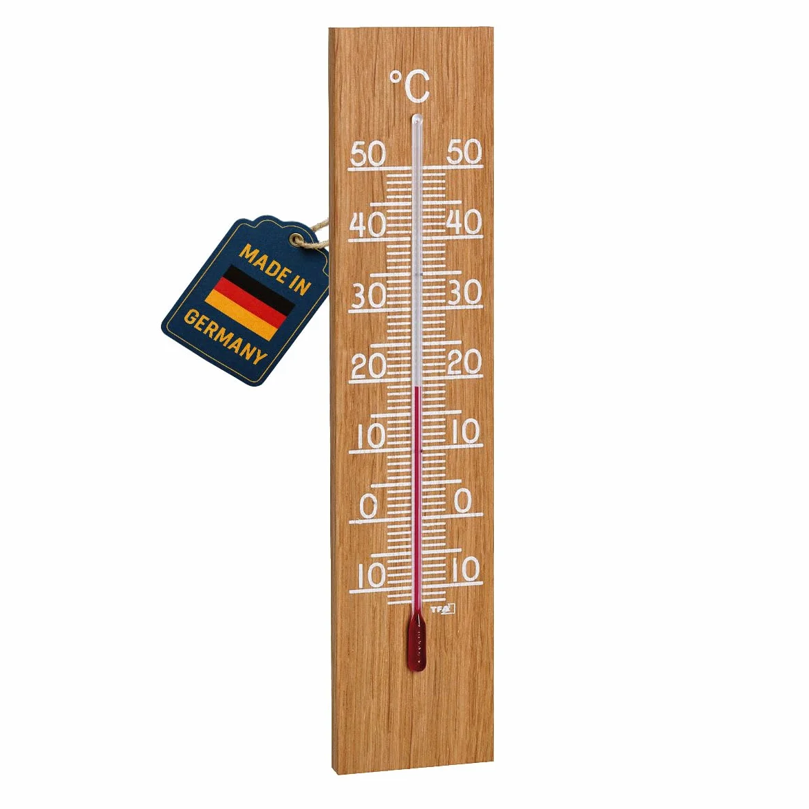 TFA Dostmann 12.1054.01 analogowy termometr wewnętrzny, odporny na warunki atmosferyczne, wysoka dokładność, dąb