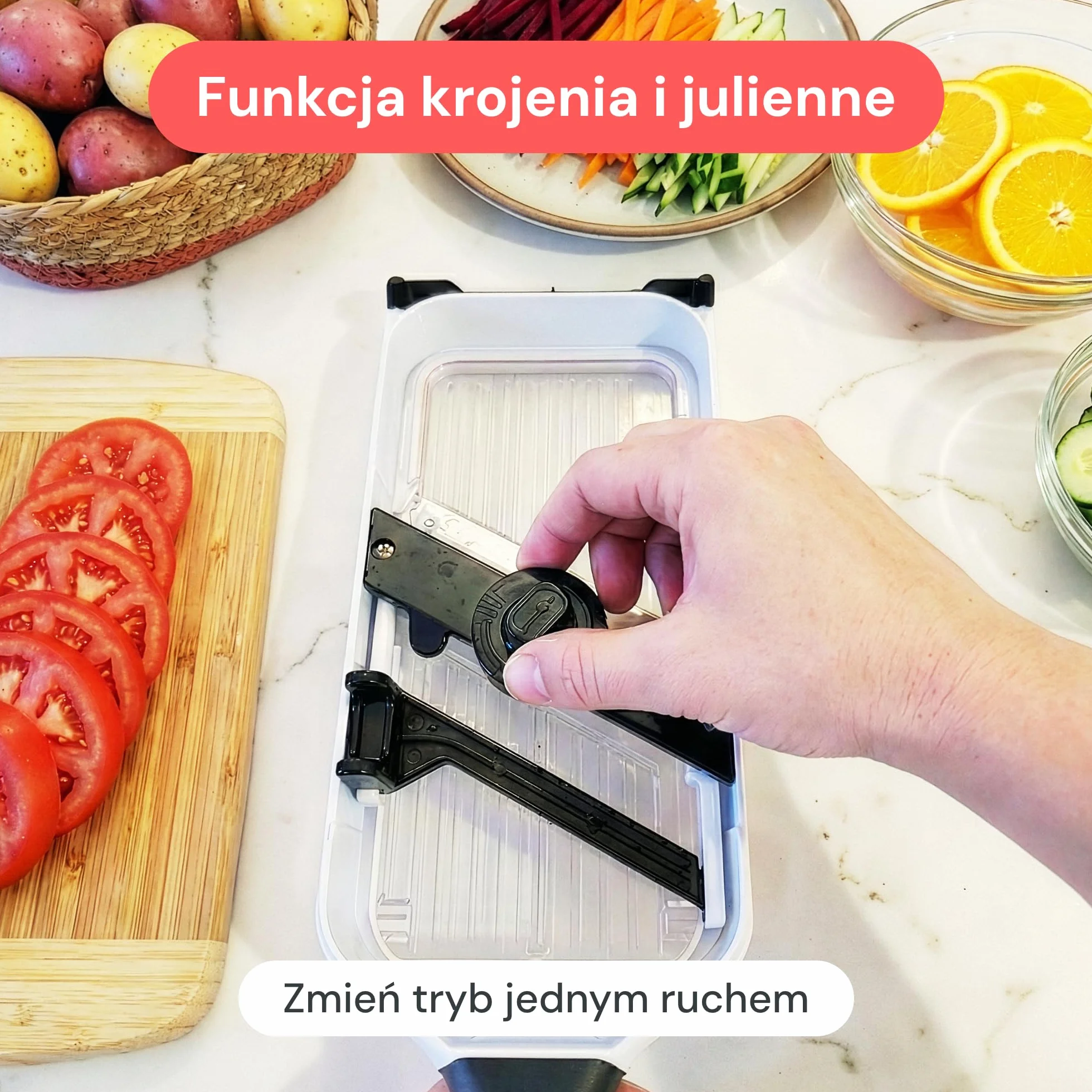 Fullstar 2-w-1 Mandolina i Julienne do Warzyw - 4 Regulowane Ustawienia Grubości - Krajalnica do Warzyw do Cebuli Ogórka Ziemniaków Marchewka Sałatka - Narzędzia i Gadżety Kuchenne