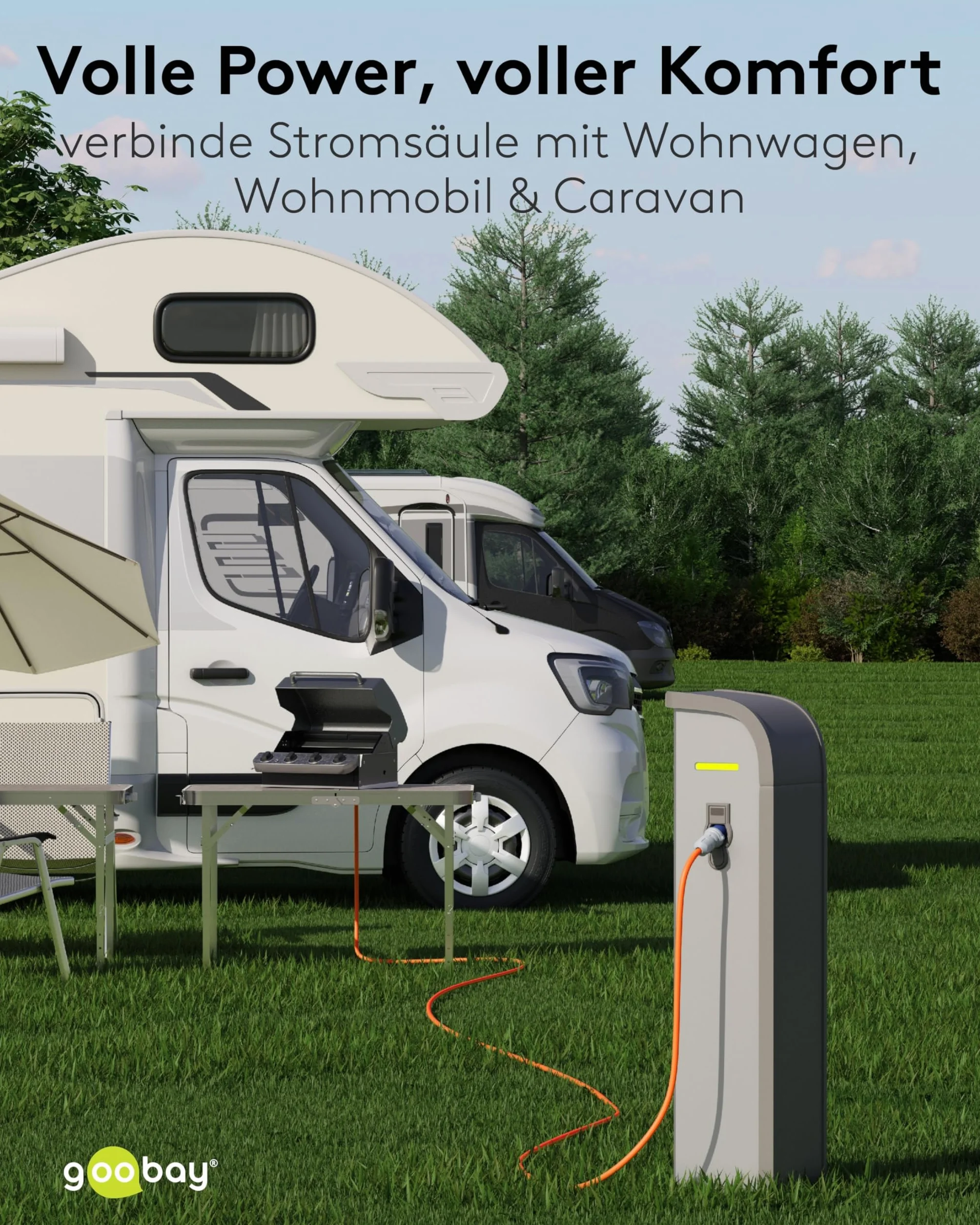 goobay Kabel adaptera CEE do przyczepy kempingowej, 1,5 m, wtyczka CEE do gniazdka ochronnego, do użytku na zewnątrz z IP44, 76223
