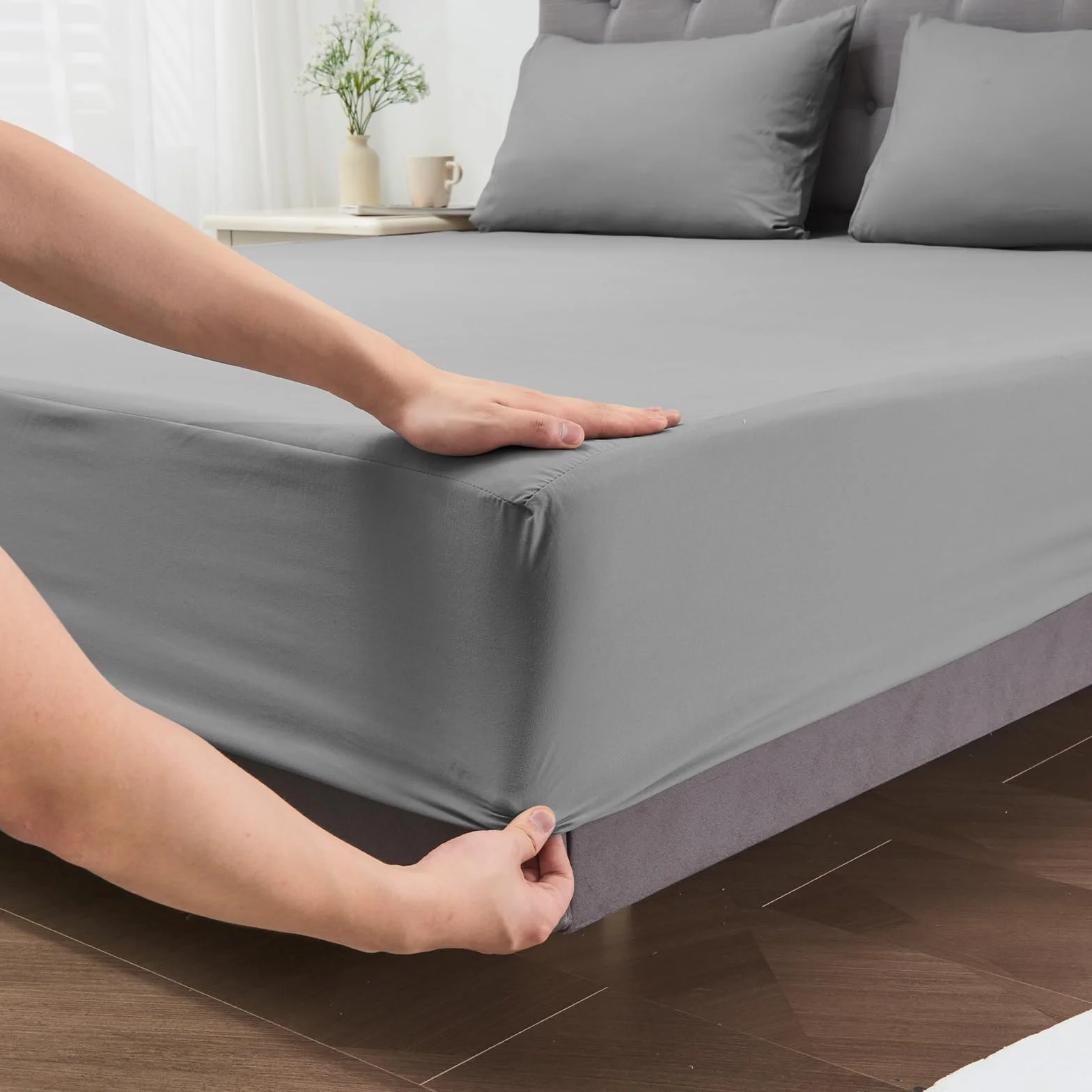 Wodoszczelny ochraniacz na materac, 140 x 200 cm, prześcieradło z gumką, oddychające nakładka na materac, prześcieradło, wysokiej jakości prześcieradło z gumką, podkładka przeciw nietrzymaniu