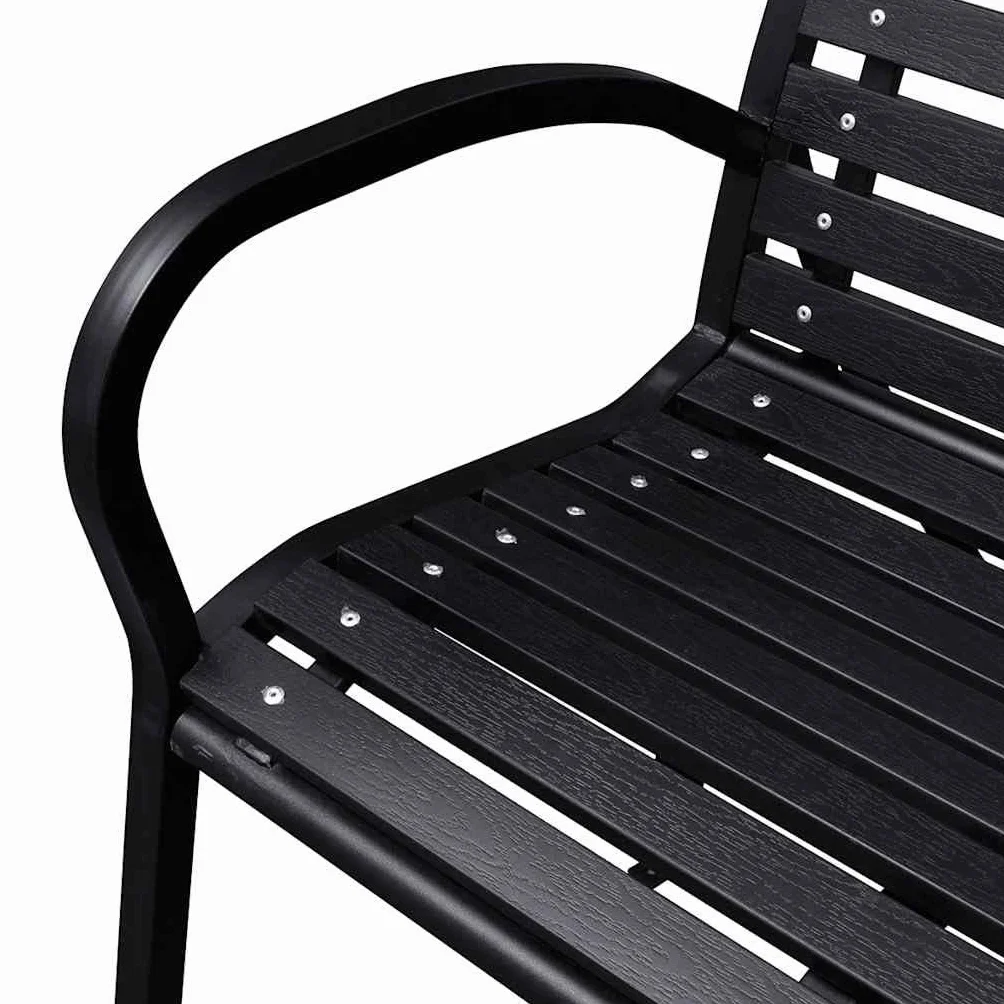 vidaXL Ławka ogrodowa, 125 cm, stal i WPC, czarna