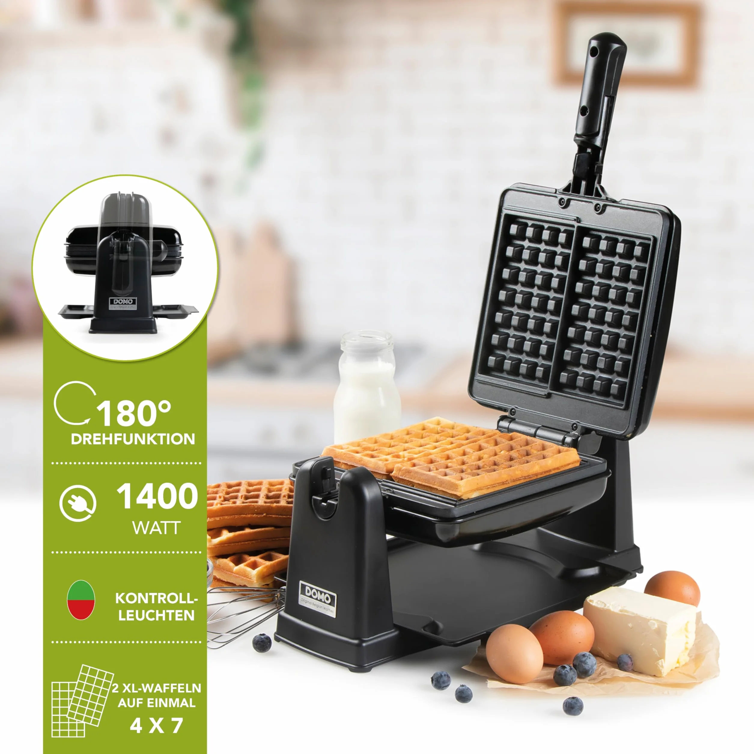 Domo rottierendes Waffeleisen DO9224W bk