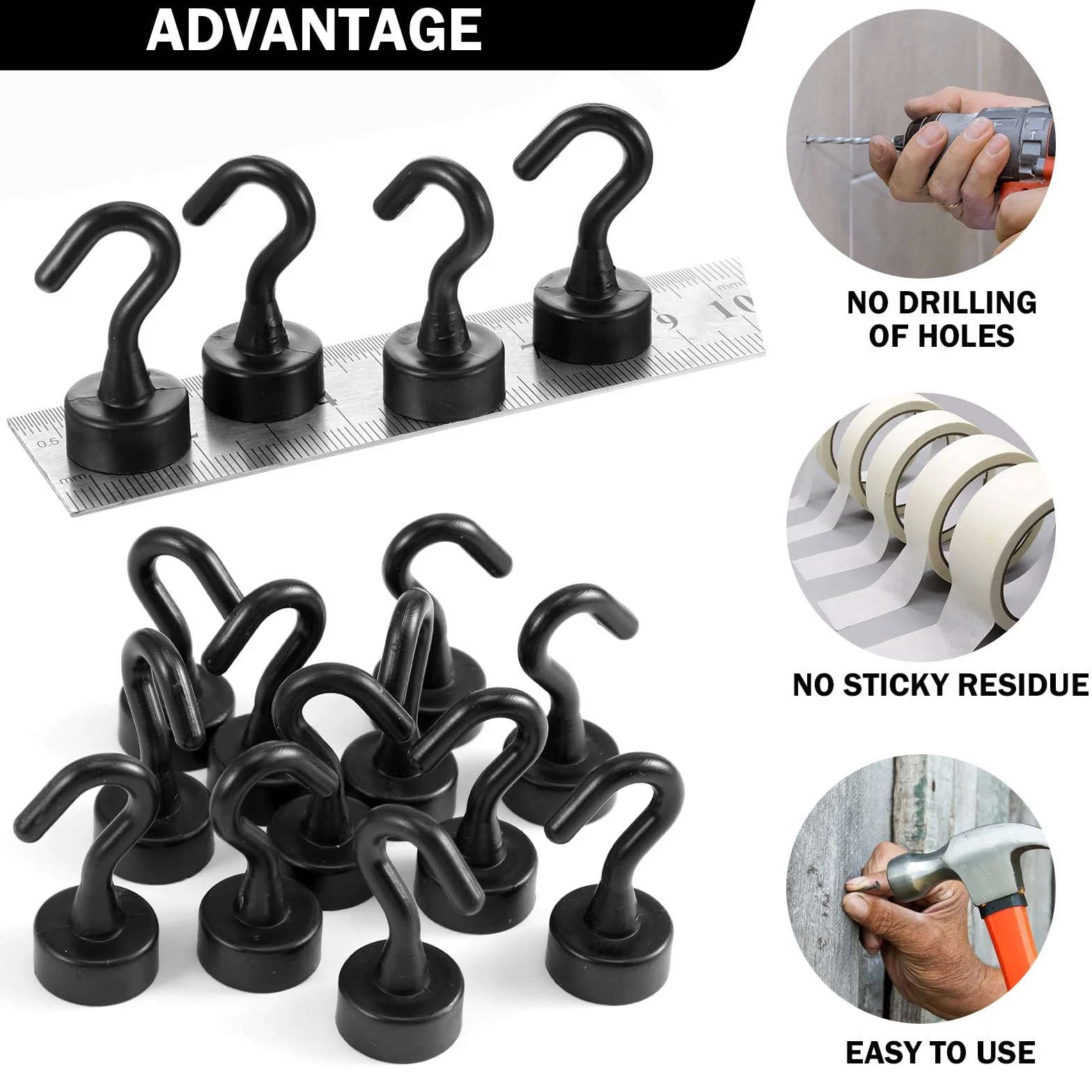 8 sztuk uchwytów magnetycznych, ekstra mocne uchwyty magnetyczne, uchwyty z mocnymi magnesami, uchwyty magnetyczne bez wykrawania, uchwyty magnetyczne do campingu, szafek, wyposażenia warsztatu