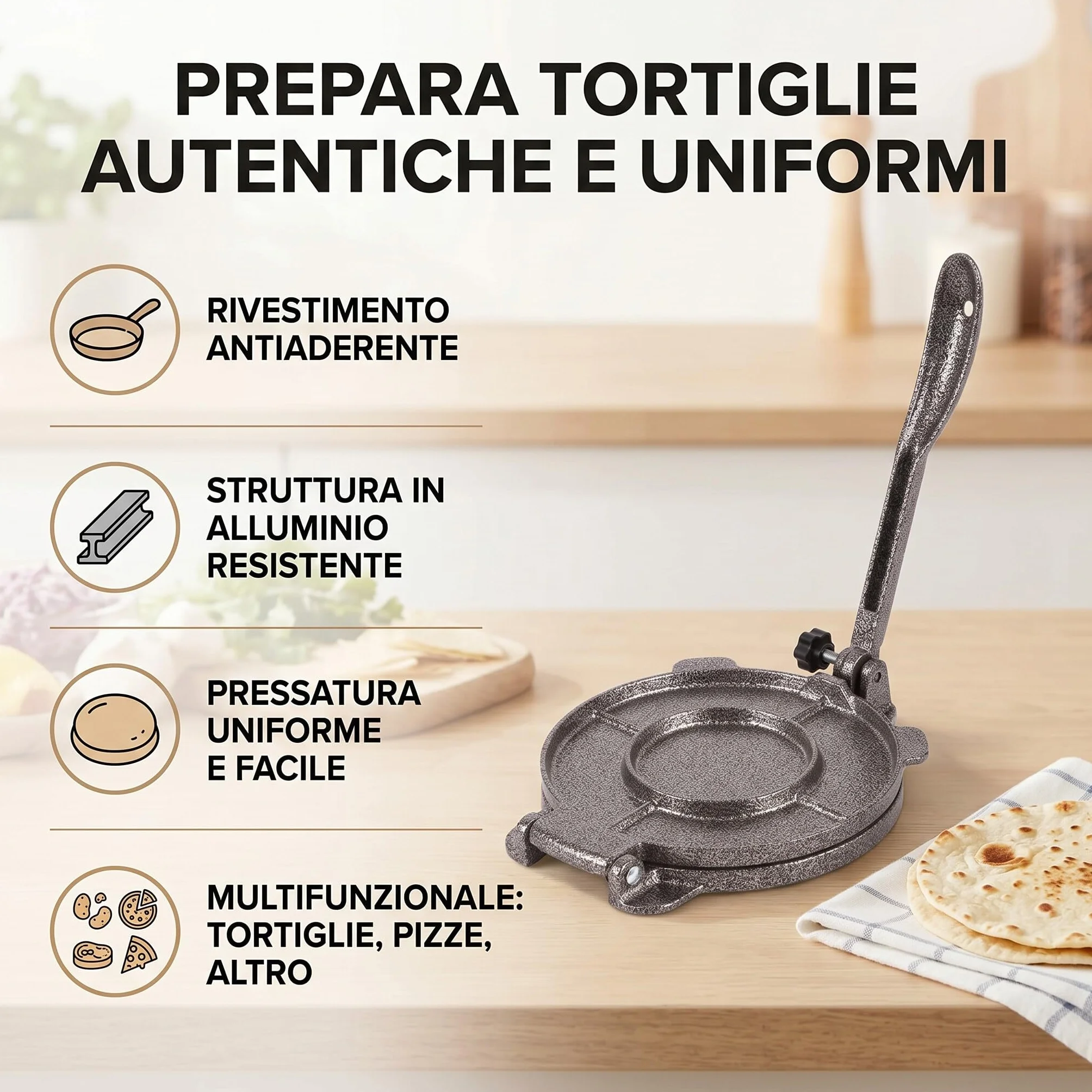 Żeliwna Prasa do Tortilli, Prasa Żeliwna Prasa Pataconera Quesadilla Roti Maker Wstępnie Przyprawiona Maszyna do Tortilli do Tortilli Kukurydzianych dla Domowej Restauracji