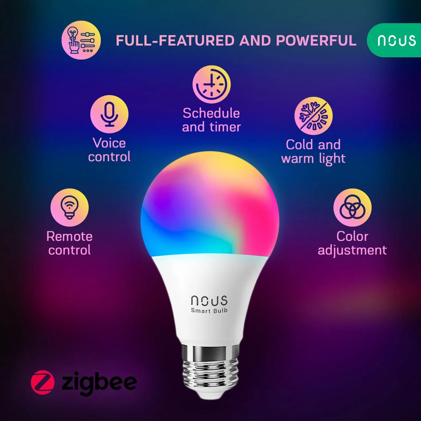 Nous P3Z Smart ZigBee Bulb RGB E27: Inteligentna Żarówka LED z Kontrolą Kolorów