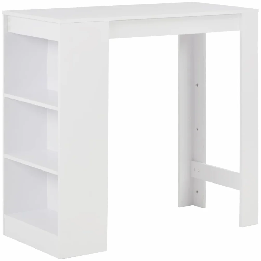 vidaXL Stolik barowy z półkami, biały, 110 x 50 x 103 cm