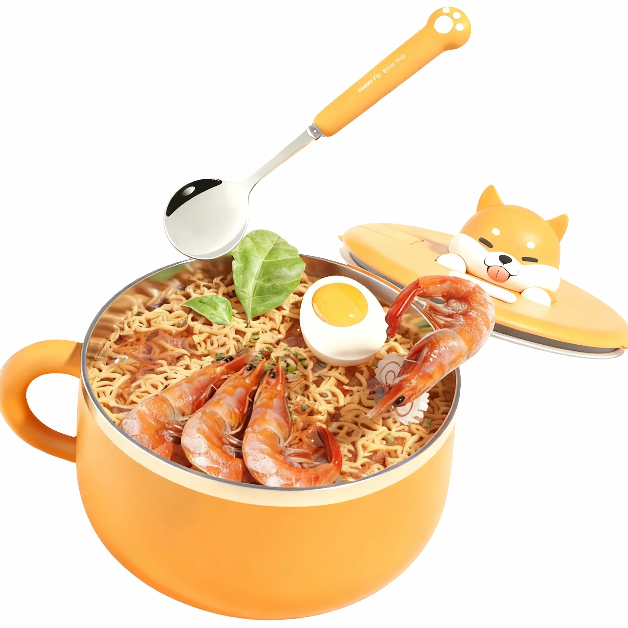 Miska ramen 1200 ml ze stali nierdzewnej 304 z pokrywką i łyżką, do mikrofali, termoizolacyjna, przenośna