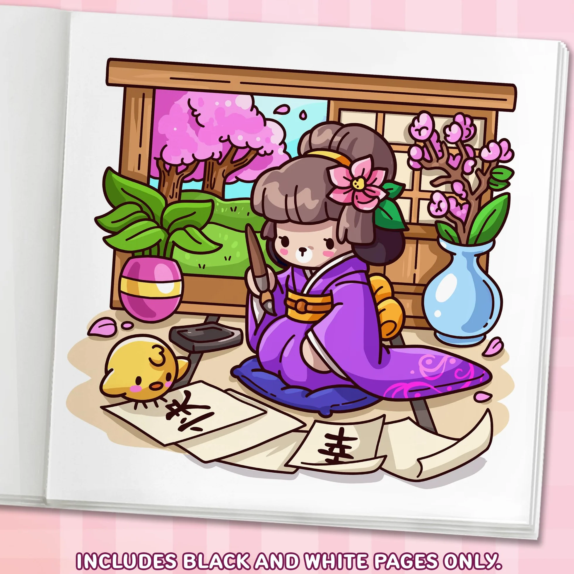 Cozy Japan: Cute Coloring Book for Adults and Teens with Charming Characters and Delightful Japanese Scenes for Relaxation