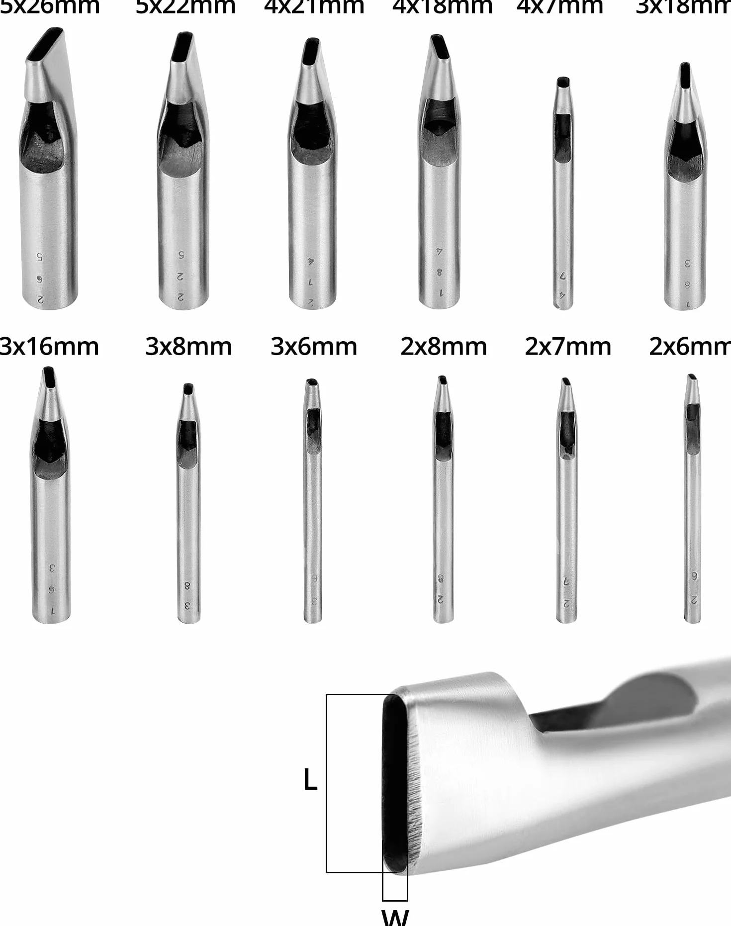 QWORK® Owalny dziurkacz do skóry, zestaw 12 sztuk, rękodzieła i projektów DIY