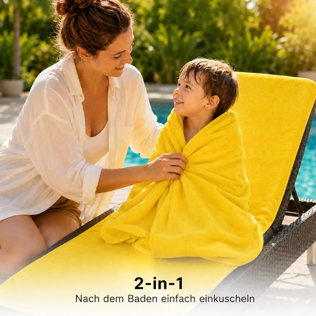 Brandsseller Pokrowiec ochronny na leżak ogrodowy, plażowy, ręcznik frotte, ok. 75 x 200 cm – żółty