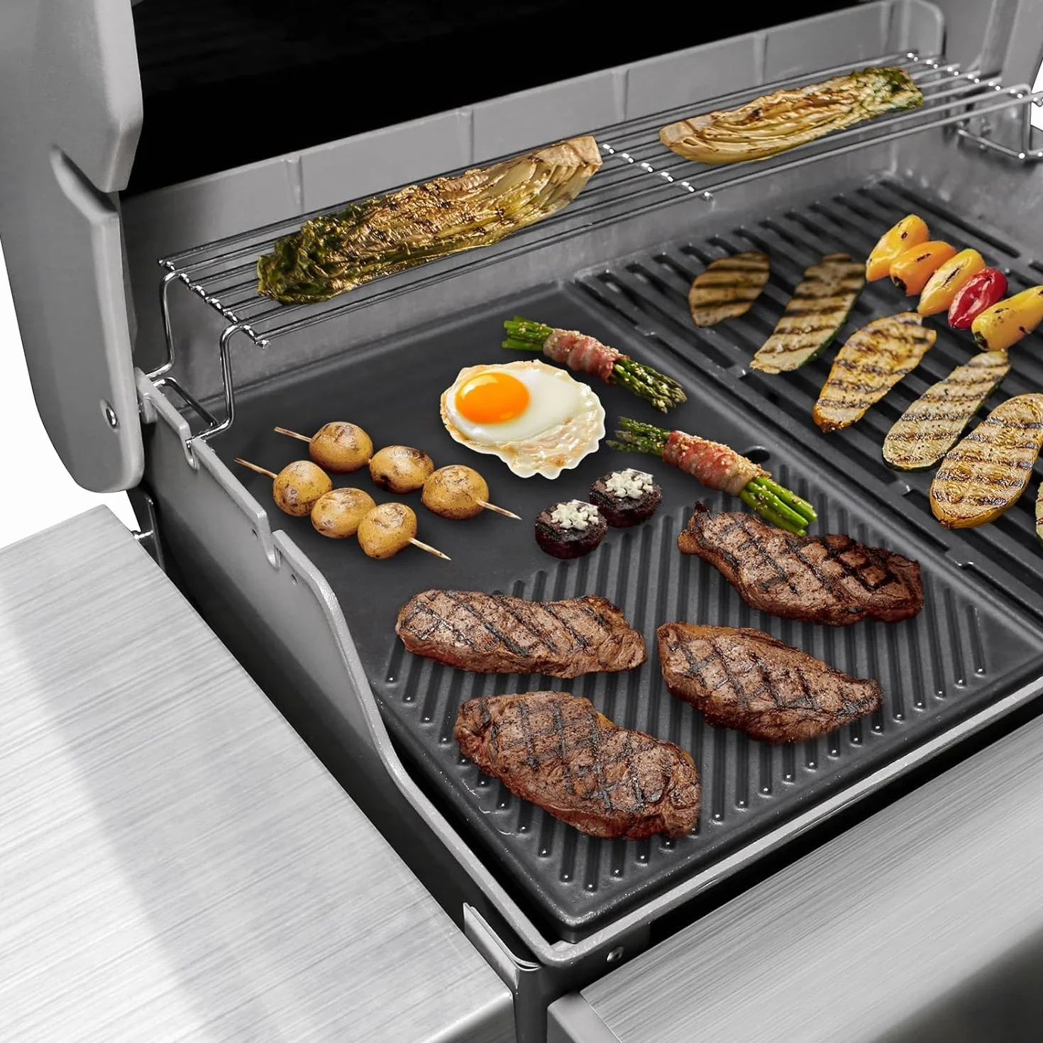 GFTIME 7638 Płyta grillowa 44,5 cm do grilla gazowego Weber Spirit I II E310 E320 E330 S310 S320 S330, żeliwna płyta grillowa, części zamienne do Weber Spirit 300 Series, 1 sztuka