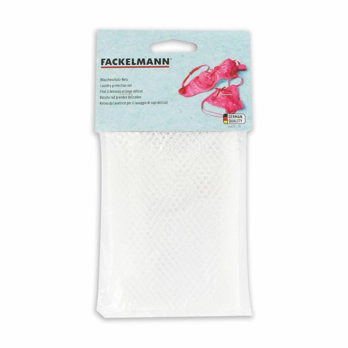 Fackelmann Torba na pranie z siatki, ochronna na ubrania, z zamkiem błyskawicznym, 22,6 x 11,6 x 1,5 cm, biała