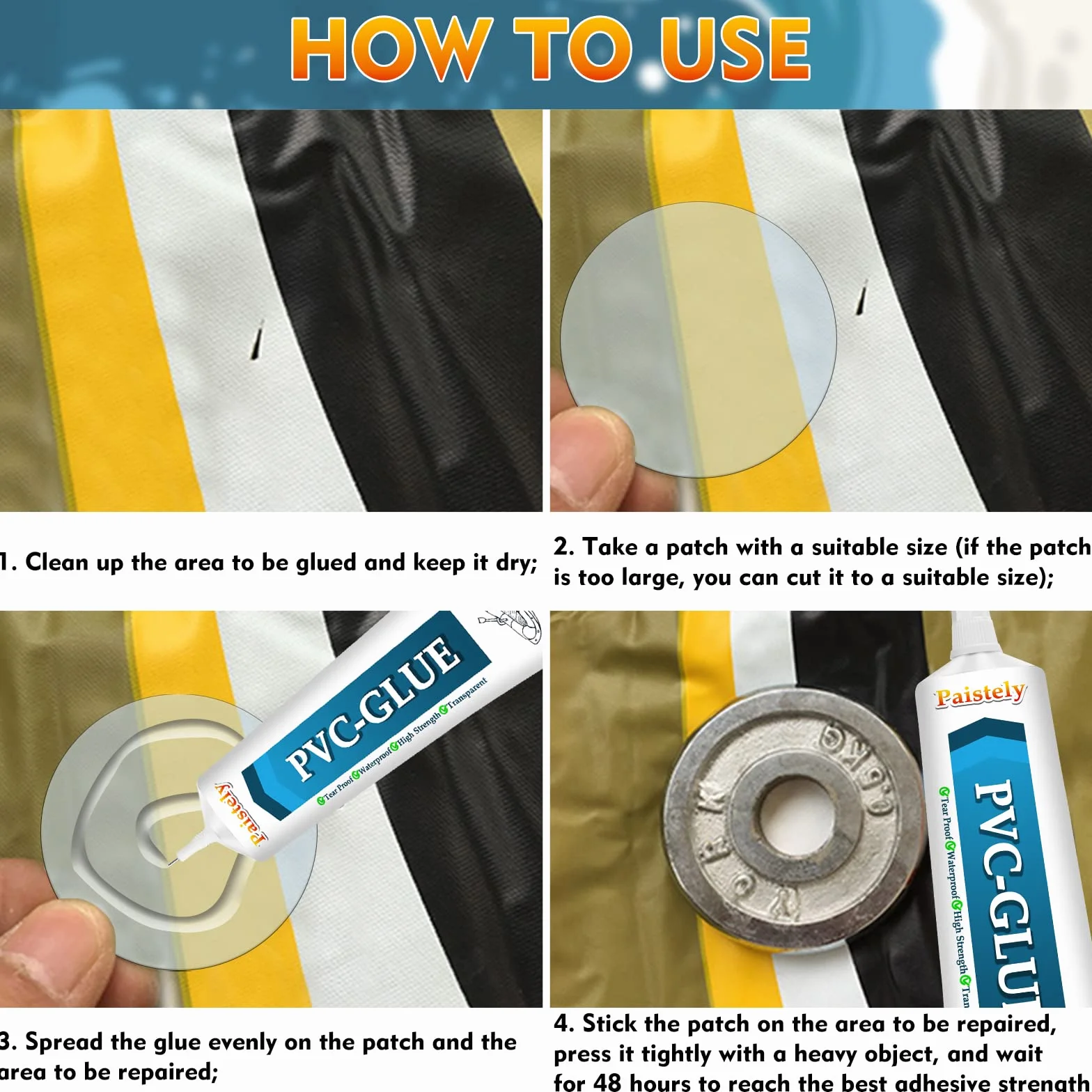 Paddling Pool Repair Kit，Ulow - Set di riparazione per gommoni Sup per piscina Zestaw naprawczy do basenu, odporny na s髄, gor?c? wod? i dzia?anie promieni UV
