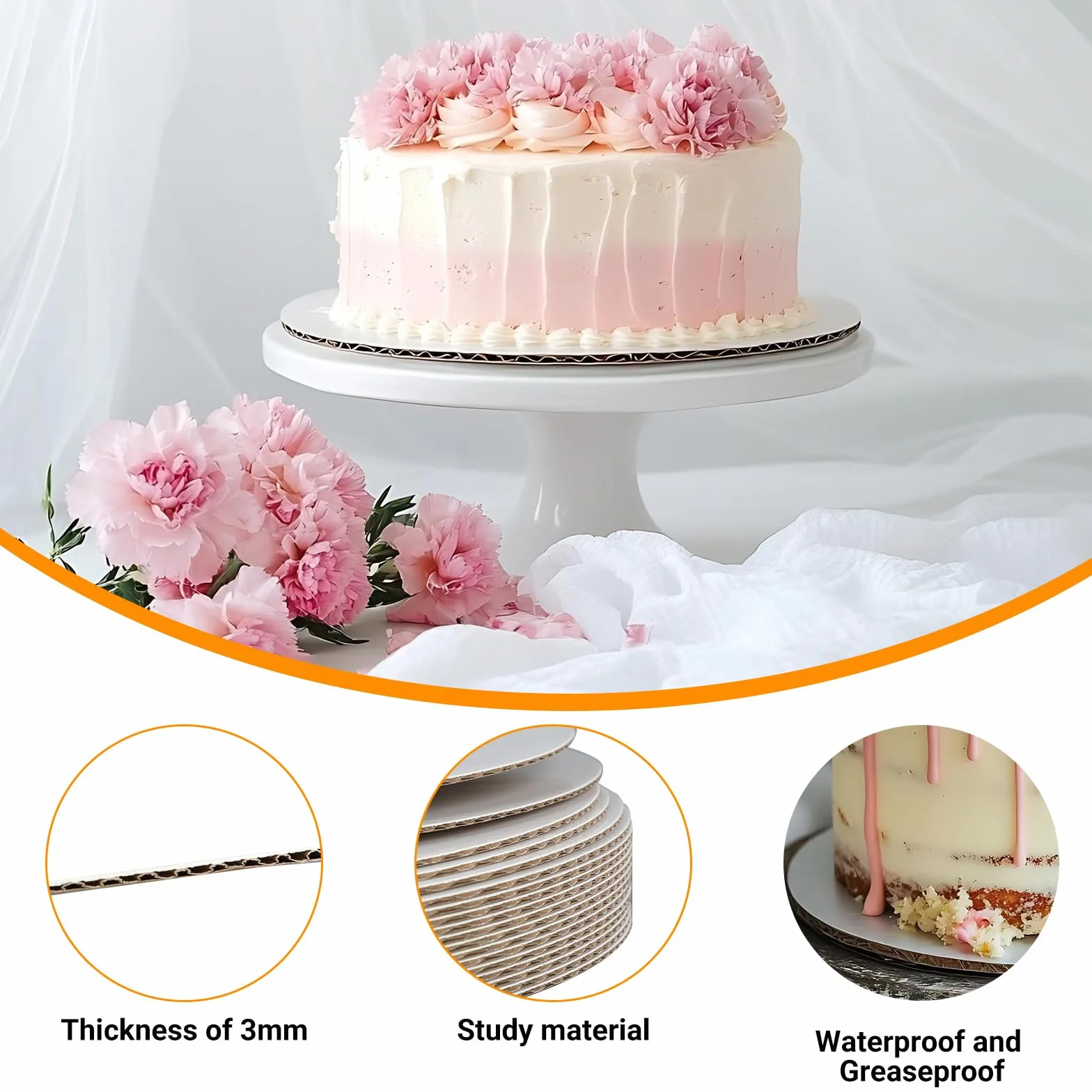 Białe okrągłe podkładki na tort 30 cm zestaw 20 sztuk