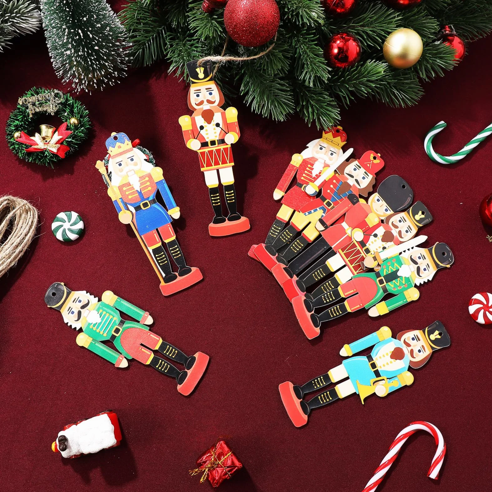 36kawałki Sztuk Figurki Huśtawki Do Choinki Nutcracker Drewniane Dekoracje Świąteczne Ornaments Boże Narodzenie Wyjątkowy Do Uświetnienia Świątecznej Atmosfery