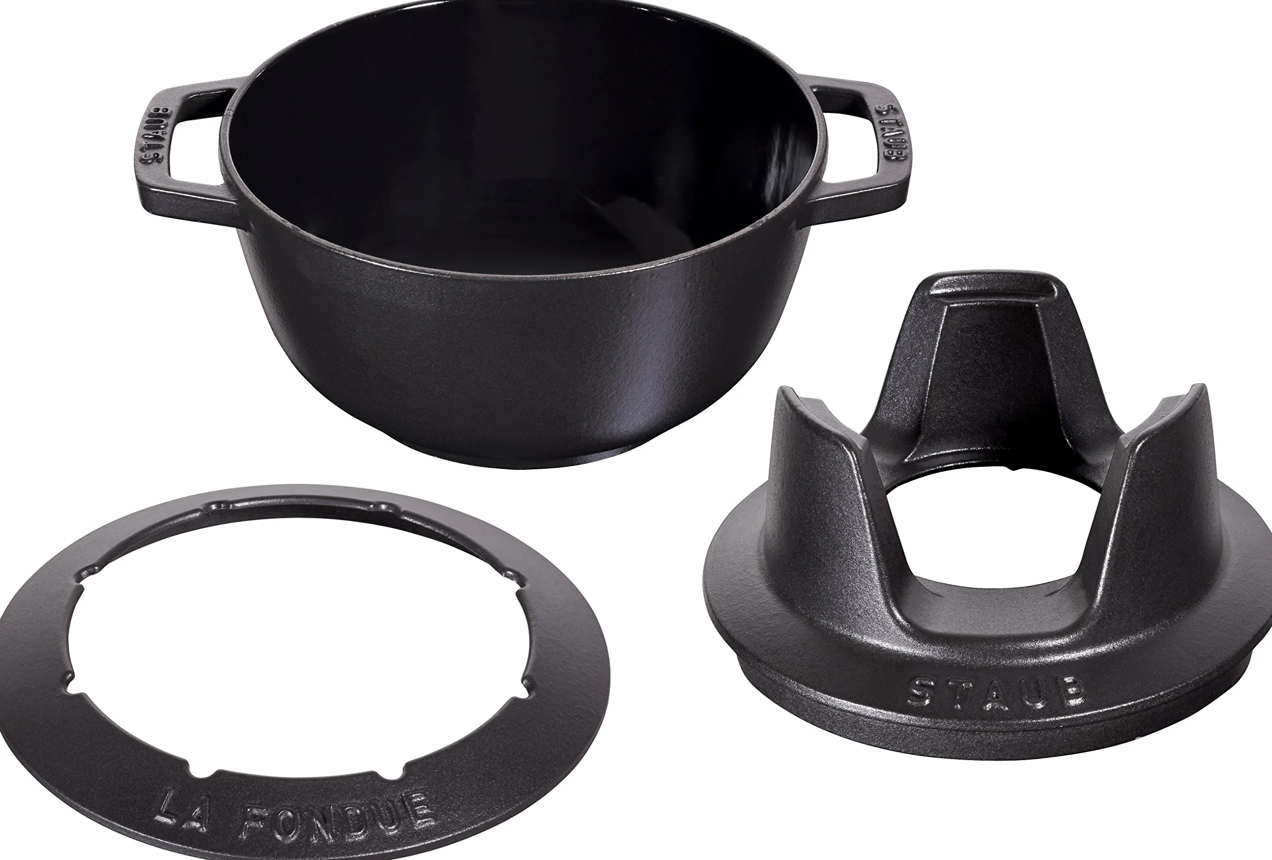 STAUB Fondue Set mit 6 Gabeln, Geeignet für Käse-, Schoko- und Fleisch-Fondue, Gusseisen, Schwarz, 20 cm