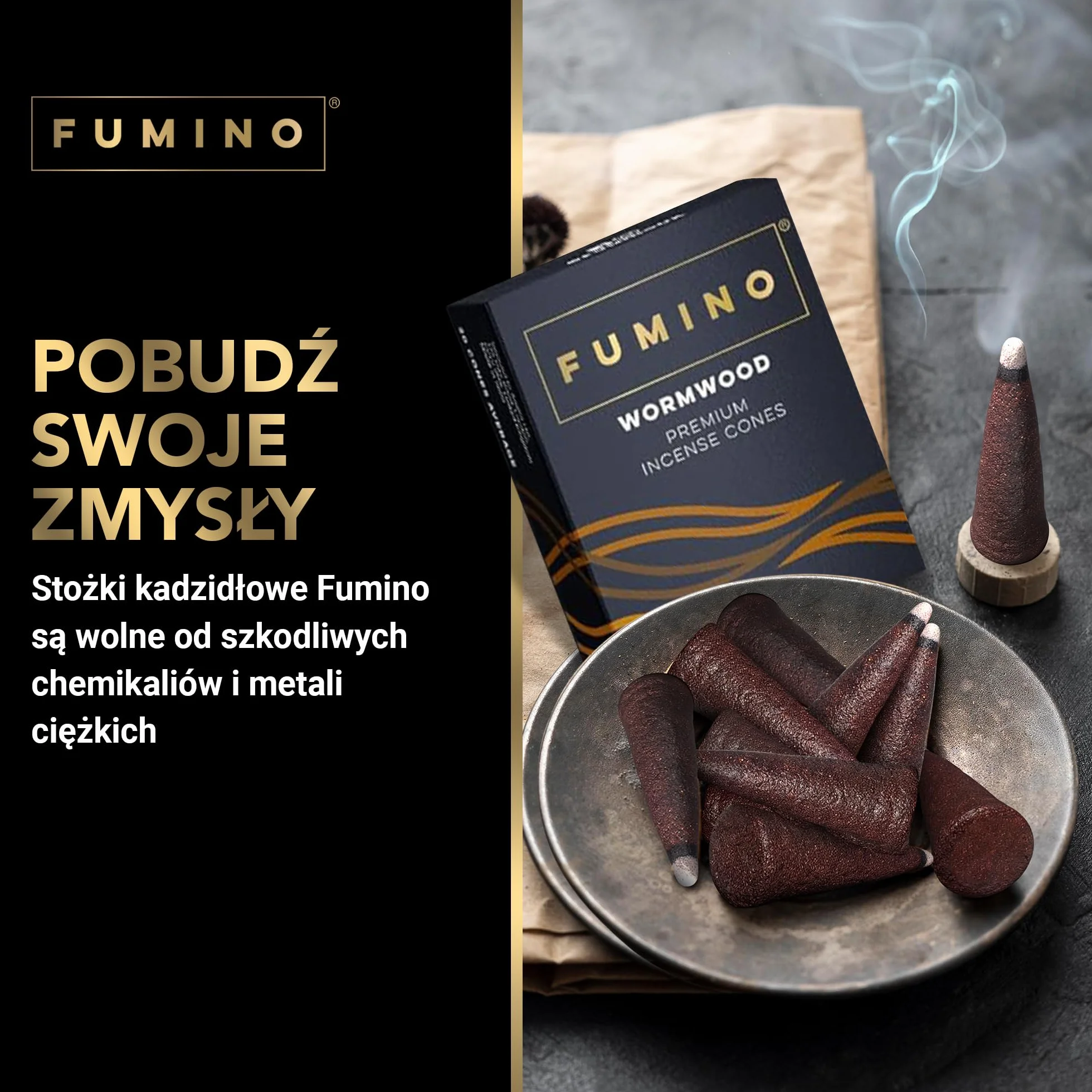 Fumino® Zapach Oudh – świeże kadzidełka stożkowe, 15 sztuk w opakowaniu, Masala Agarbatti Joss, zapach do relaksu i medytacji, dekoracja domu
