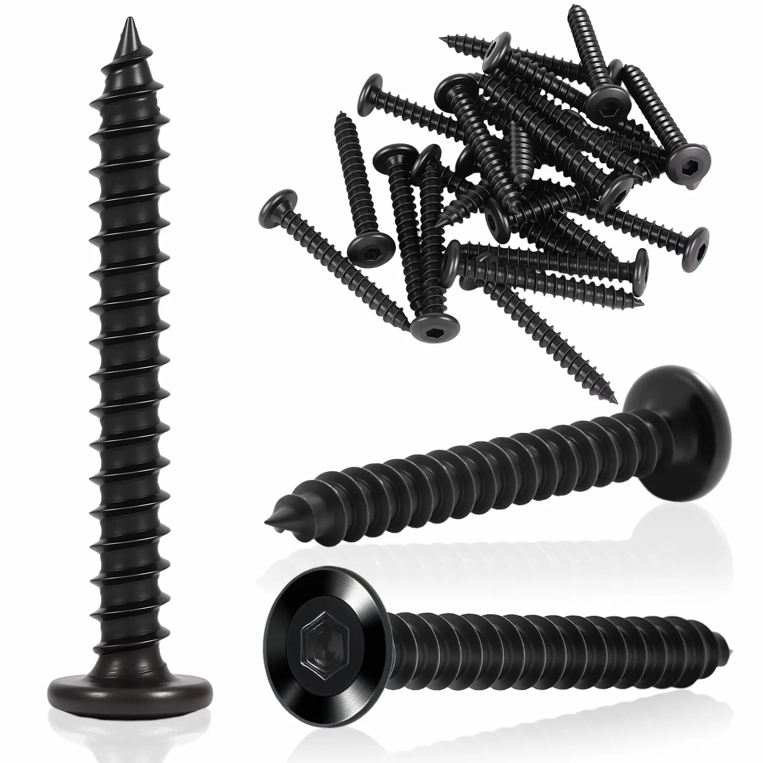 30 sztuk wkrętów z łbem płaskim M5 x 40 mm, wkręty do drewna, czarne, wkręty samogwintujące, śruby z łbem płaskim, śruby z łbem sześciokątnym, do budowy maszyn, mebli, instalacji
