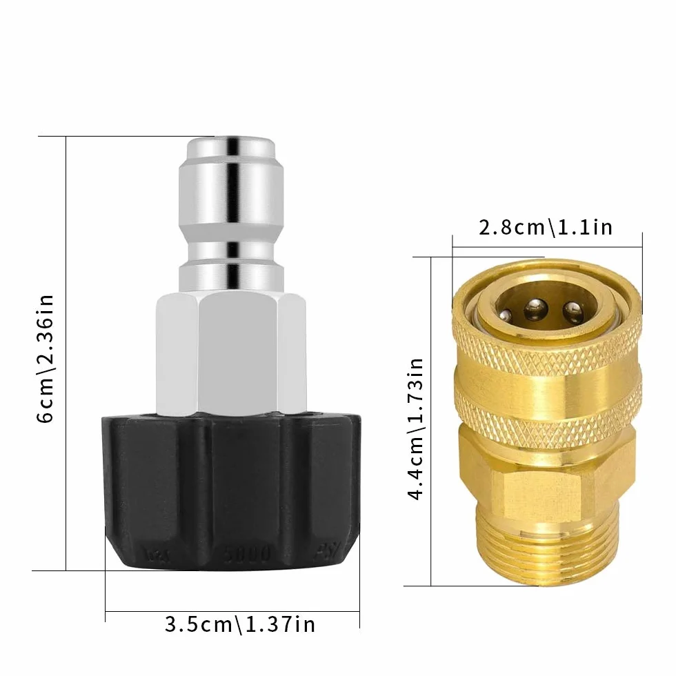 JINXM zestaw adapterów do myjki wysokociśnieniowej M22 3/8" Quick Connect do podłączenia pistoletu natryskowego