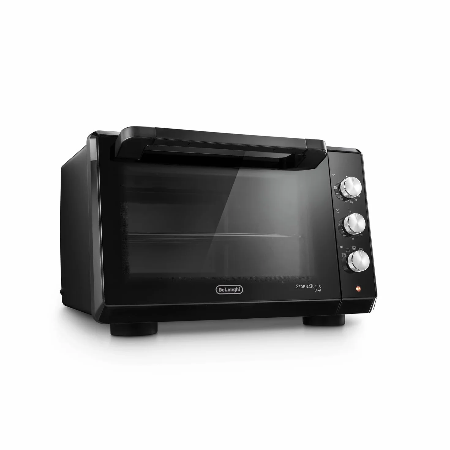 De'Longhi Piec szefa kuchni EO34302 Wentylowany piekarnik elektryczny z 5 poziomami gotowania, podwójne szklane drzwi, temperatura 80-230°C, 120 cali, w zestawie blacha do pieczenia i grill, pojemność