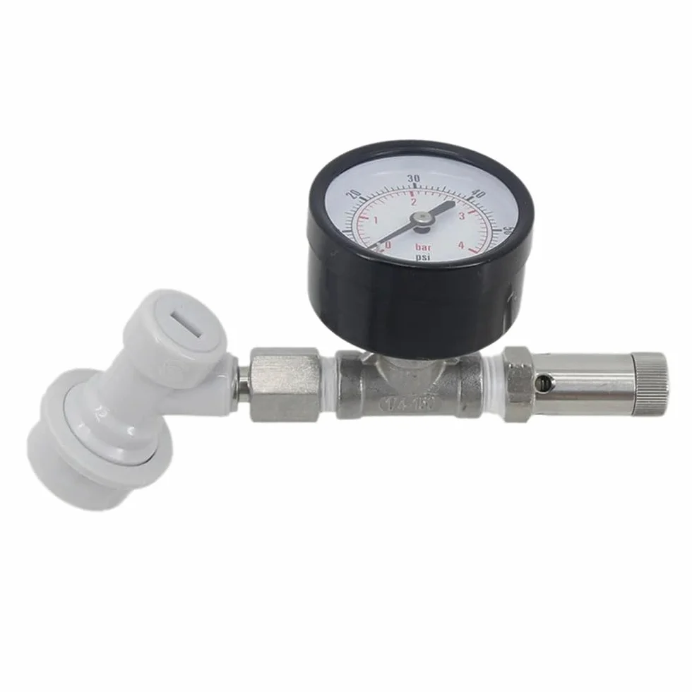 Valves, Ball Lock Quick Disconnect with Pressure Gauge and Adjustable Spunding Valve 0-30 Psi Homebrew Kegging Pressure Transfer
