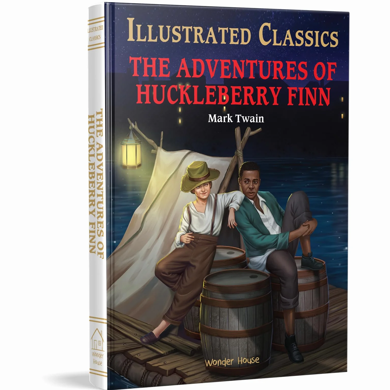 The Adventures of Huckleberry Finn: Illustrated Abridged Children Classics English Novel with Review Questions (Hardback)
