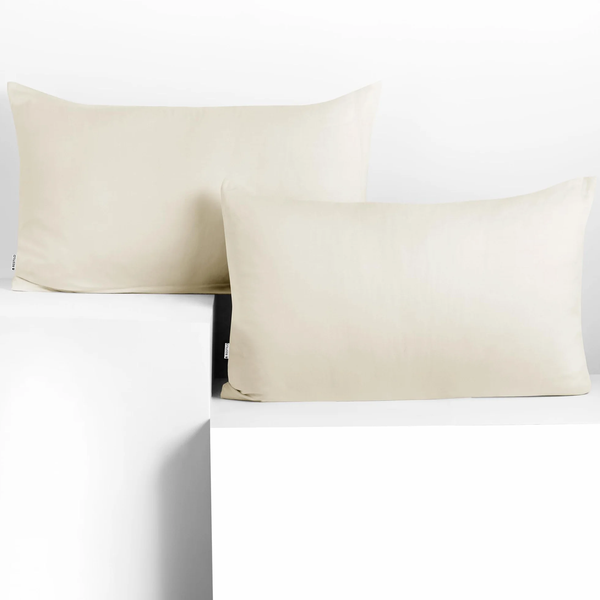 DecoKing 2 poszewki na poduszki 50 x 60 cm Jersey 100% bawełna czesana zamek błyskawiczny Ecru kość słoniowa bursztyn