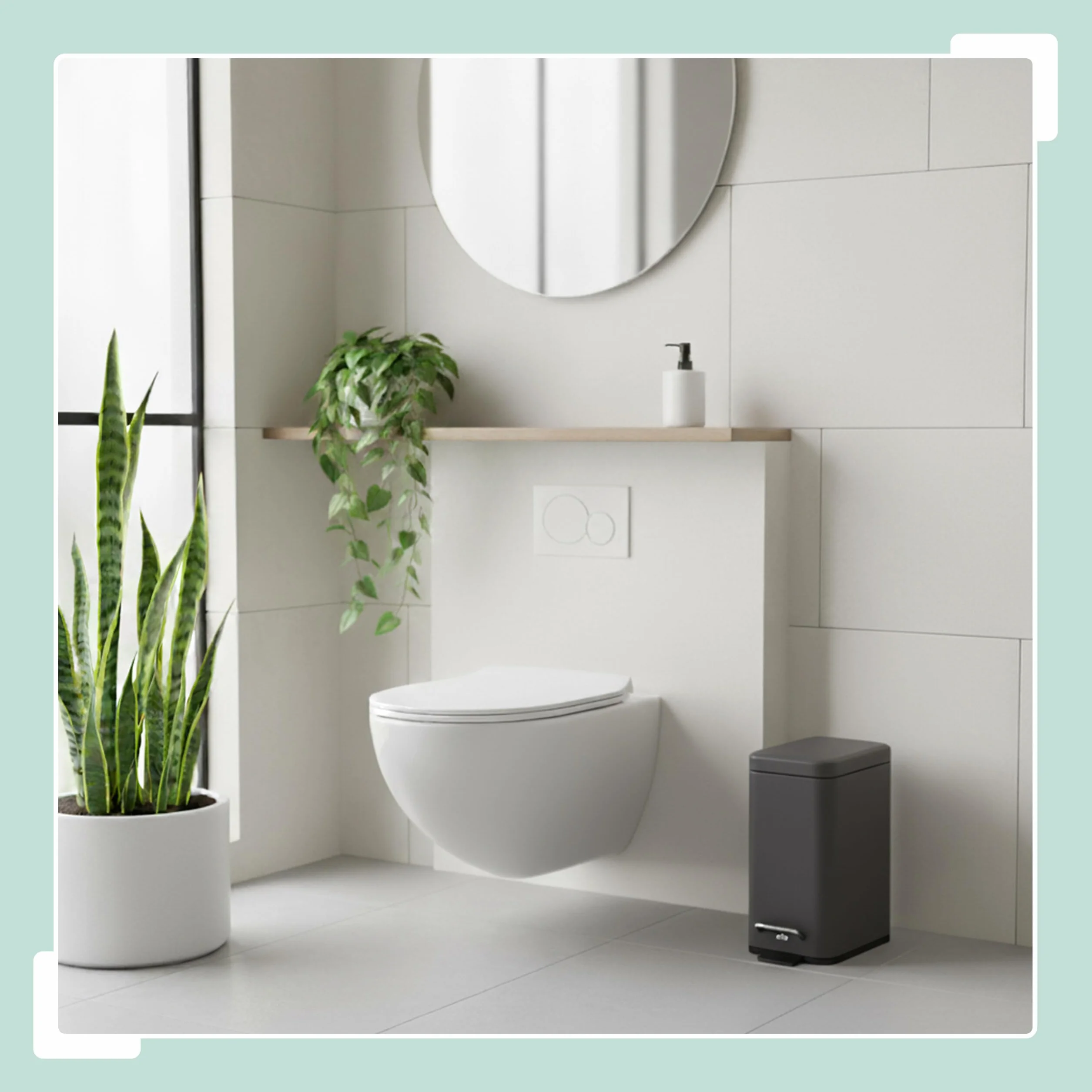 Relaxdays Kosz na śmieci łazienkowy, 5 l, wiadro kosmetyczne z miękkim zamknięciem, matowy design, kosz na śmieci, ciemnoszary