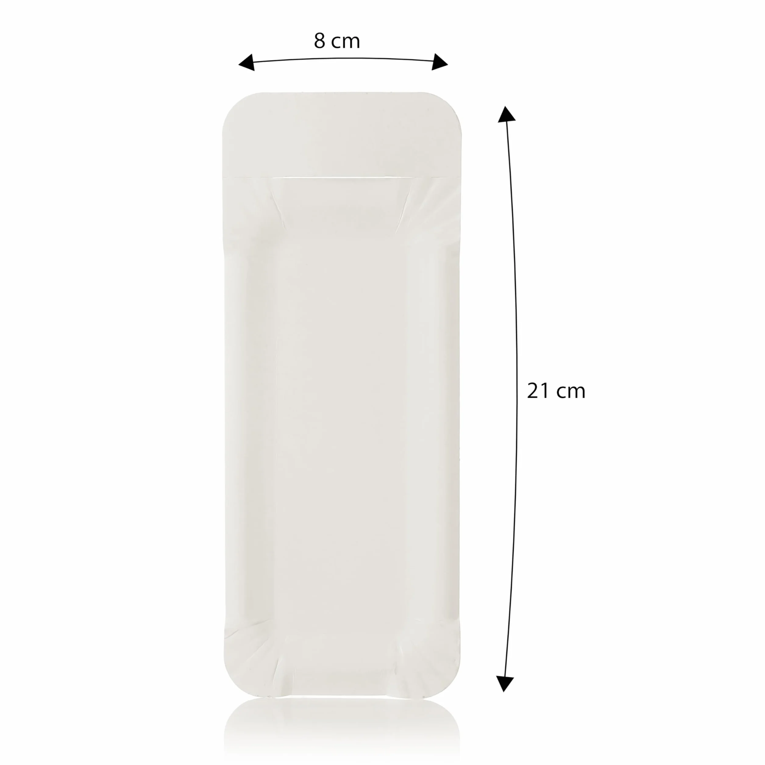 Vaily Talerze papierowe z uchwytem 8 x 21 cm, prostokątne, opakowanie 200 sztuk na kiełbasę – jednorazowe talerze, naczynia jednorazowe, tektury do kiełbasy na imprezy grillowe, urodziny i imprezy