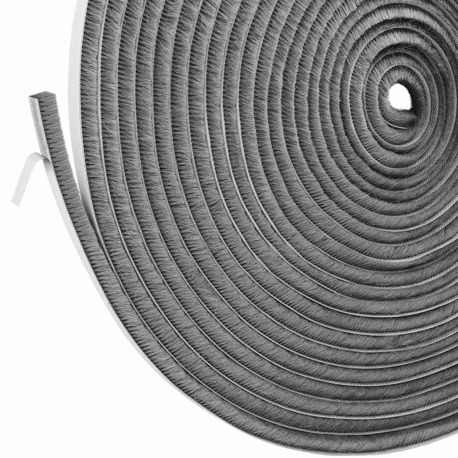 Samoprzylepna Szczotkowa Uszczelka do Drzwi i Okien, 12 m x 9 mm x 9 mm, Uszczelka Przeciwprzeciągowa, Brush Seal do Drzwi Przesuwnych, Okien i Szafek - Szary