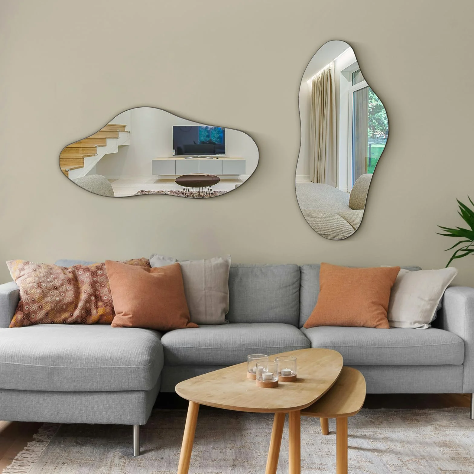 Naścienne lustro łazienkowe, czarne metalowe oprawione nieregularne lustro do salonu, 98 x 45 cm, wiszące lustra do makijażu, do sypialni, przedpokoju