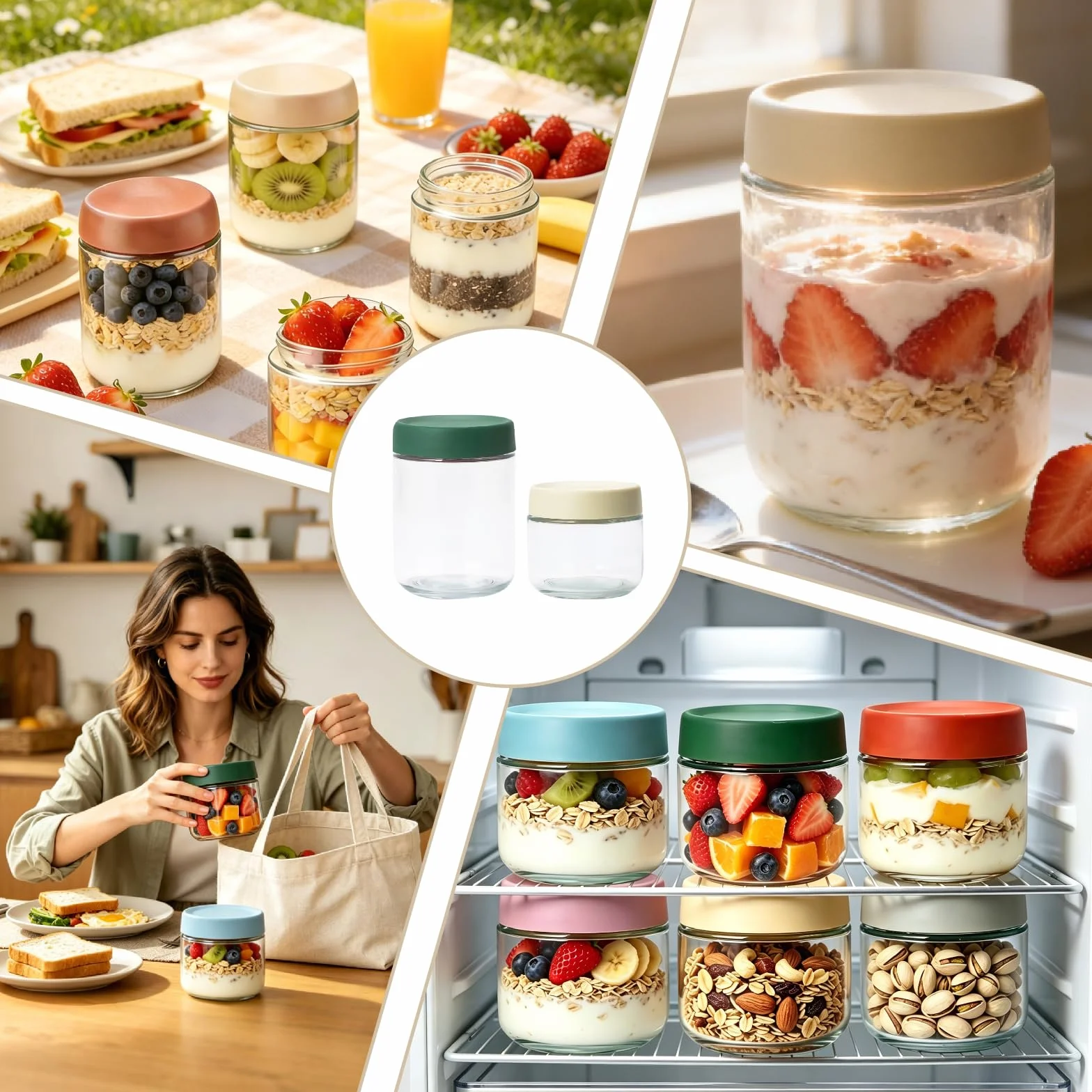 Słoiki na płatki owsiane 6 sztuk 300 ml z zakręcaną pokrywką Mason Jar