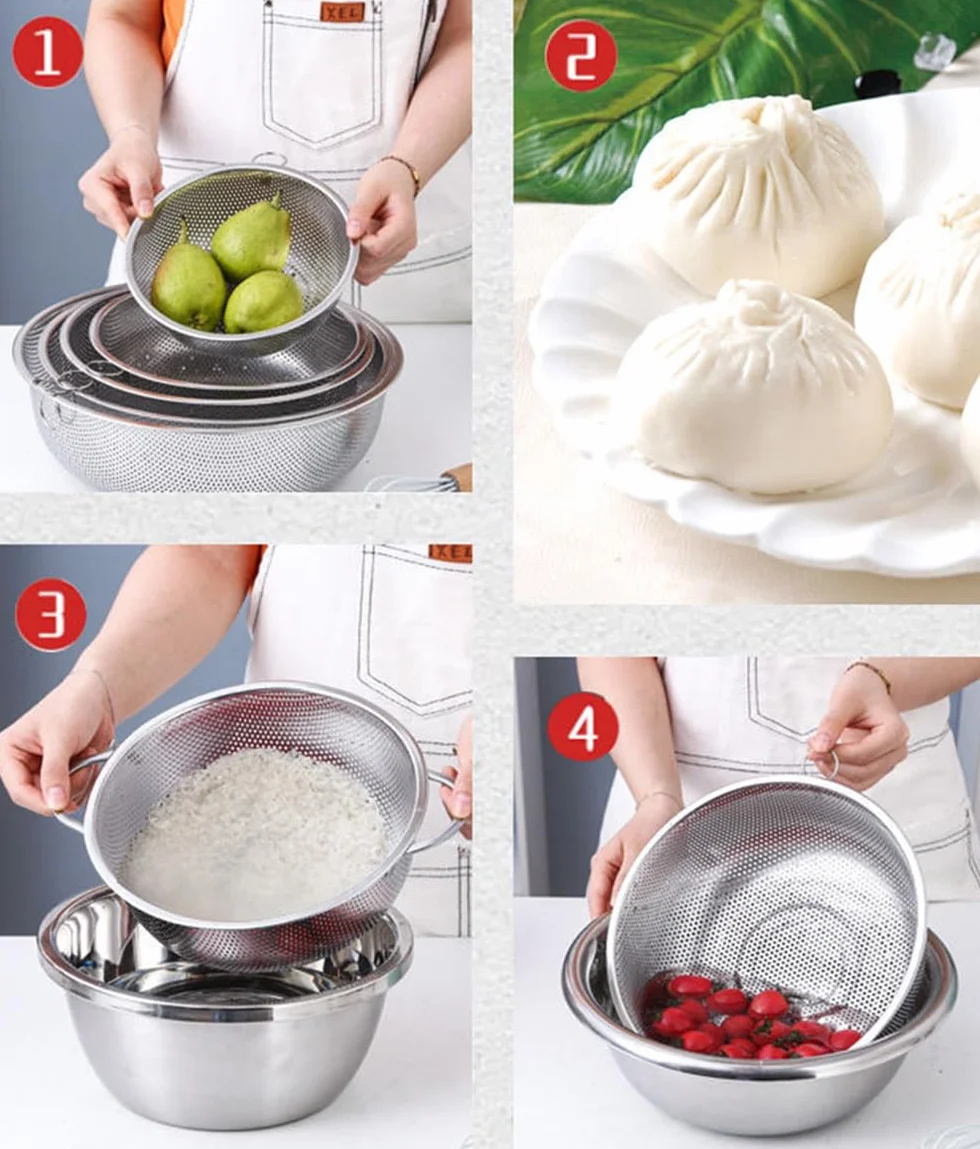 Sitko do makaronu ze stali nierdzewnej Ø 22 cm z uchwytami