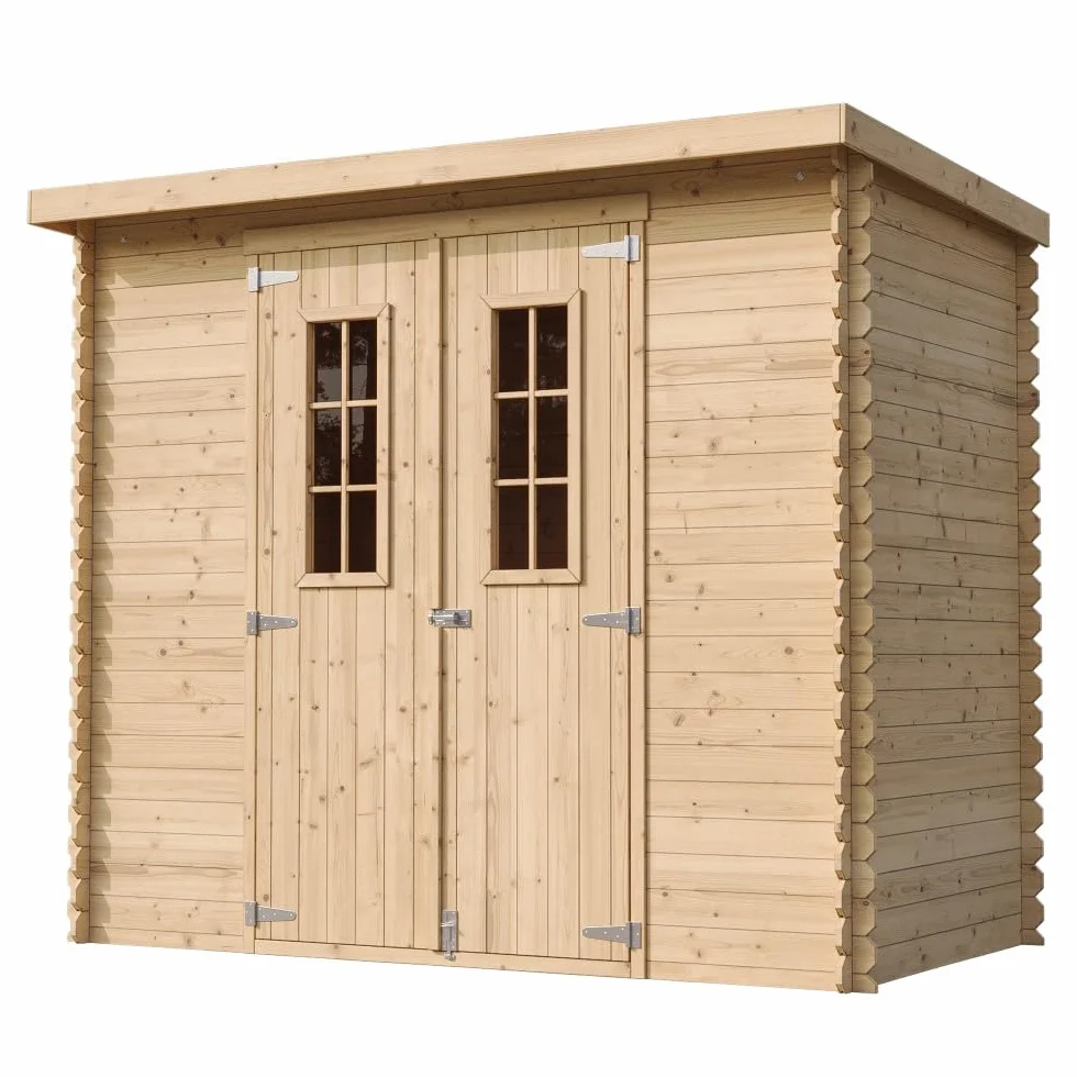 TIMBELA M310C Drewniany domek ogrodowy – szopa ogrodowa z drewna, szer. 239 x dł. 142 x wys. 200 cm / 2,63 m², szopa na rower, wodoodporny dach